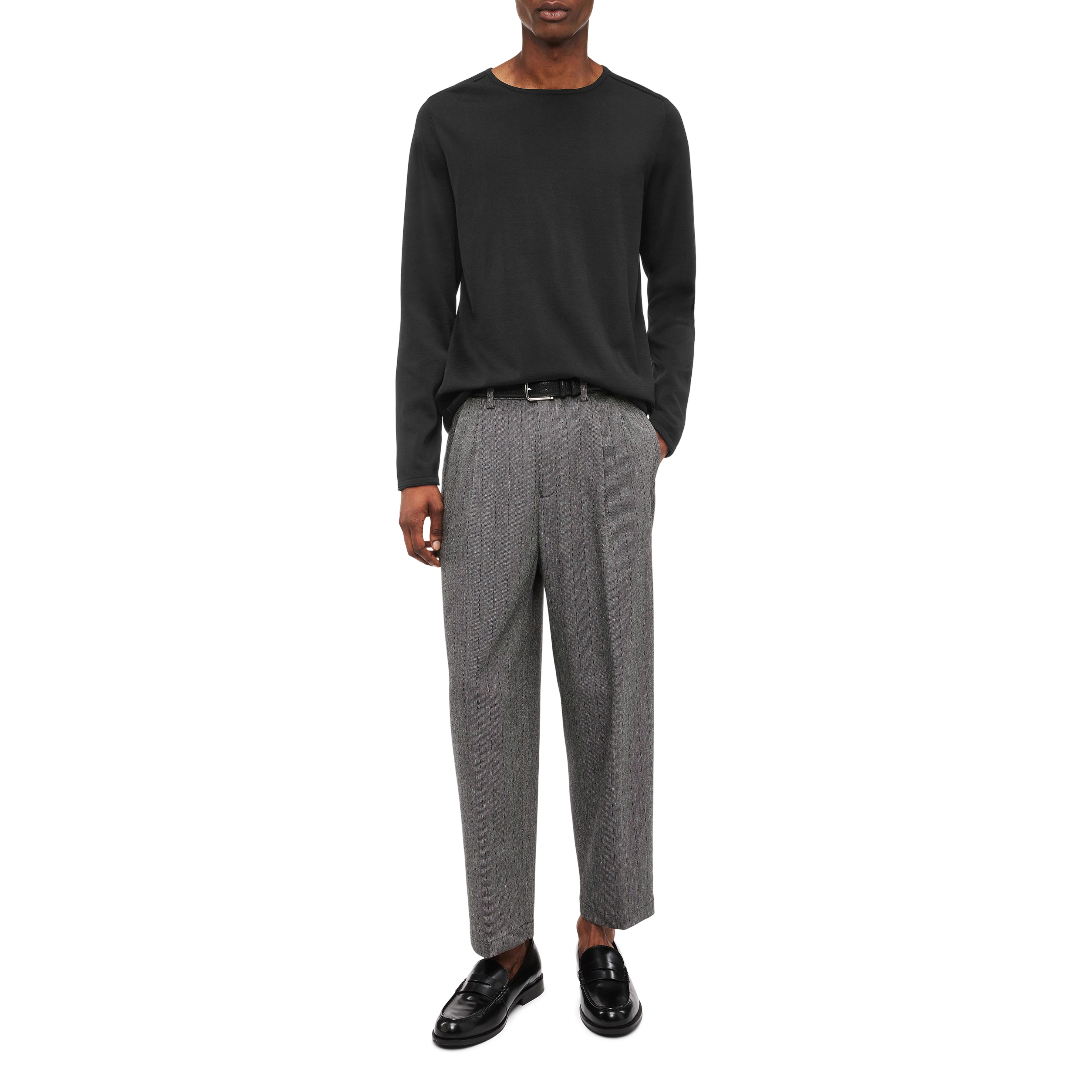 RIKONO - Strickpullover in cleaner Baumwolle - Herren - schwarz - Ganzkörper-Frontansicht