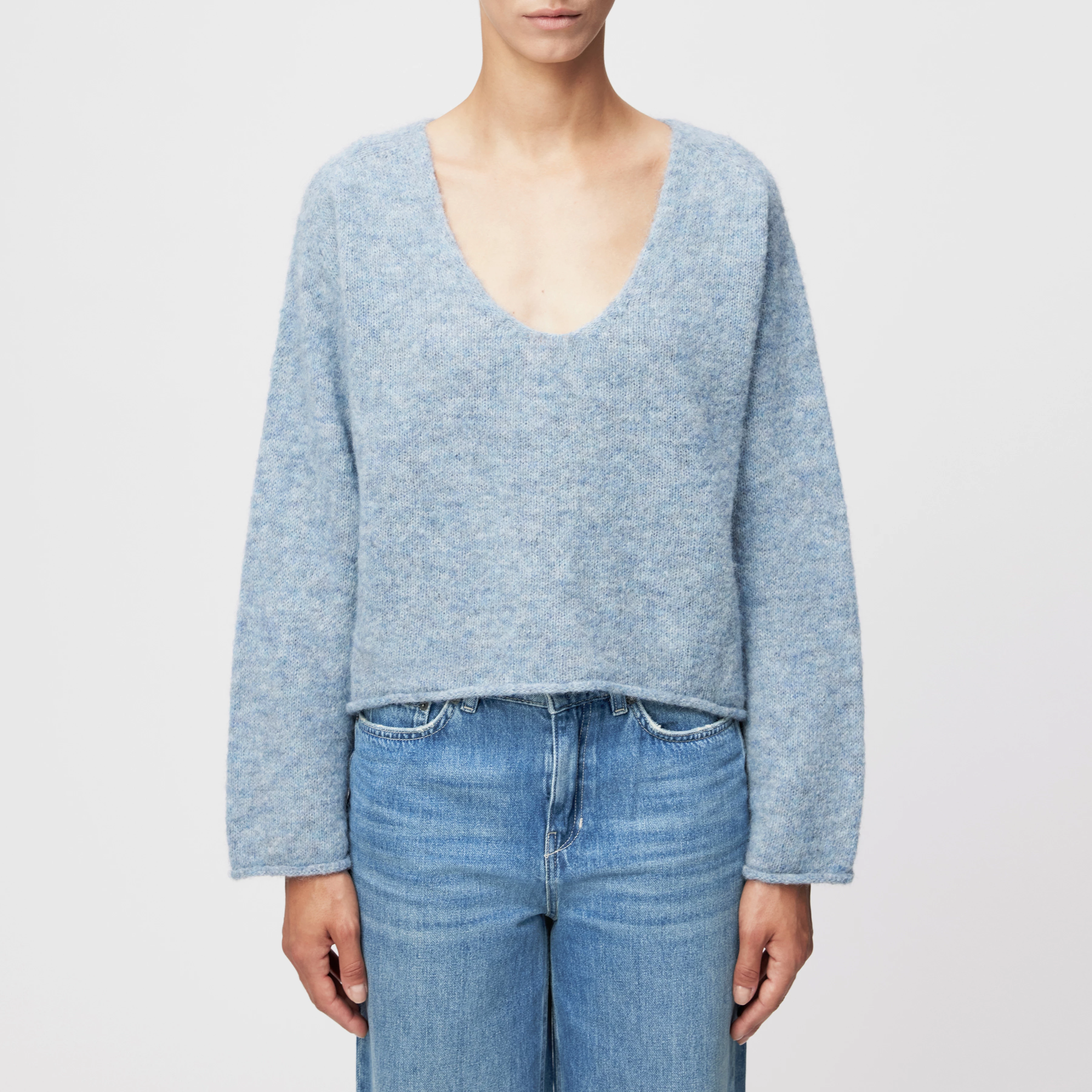 SOMAIJA - Oversized Pullover in luxuriösem Alpaka-Mix - Damen - blau - Frontansicht