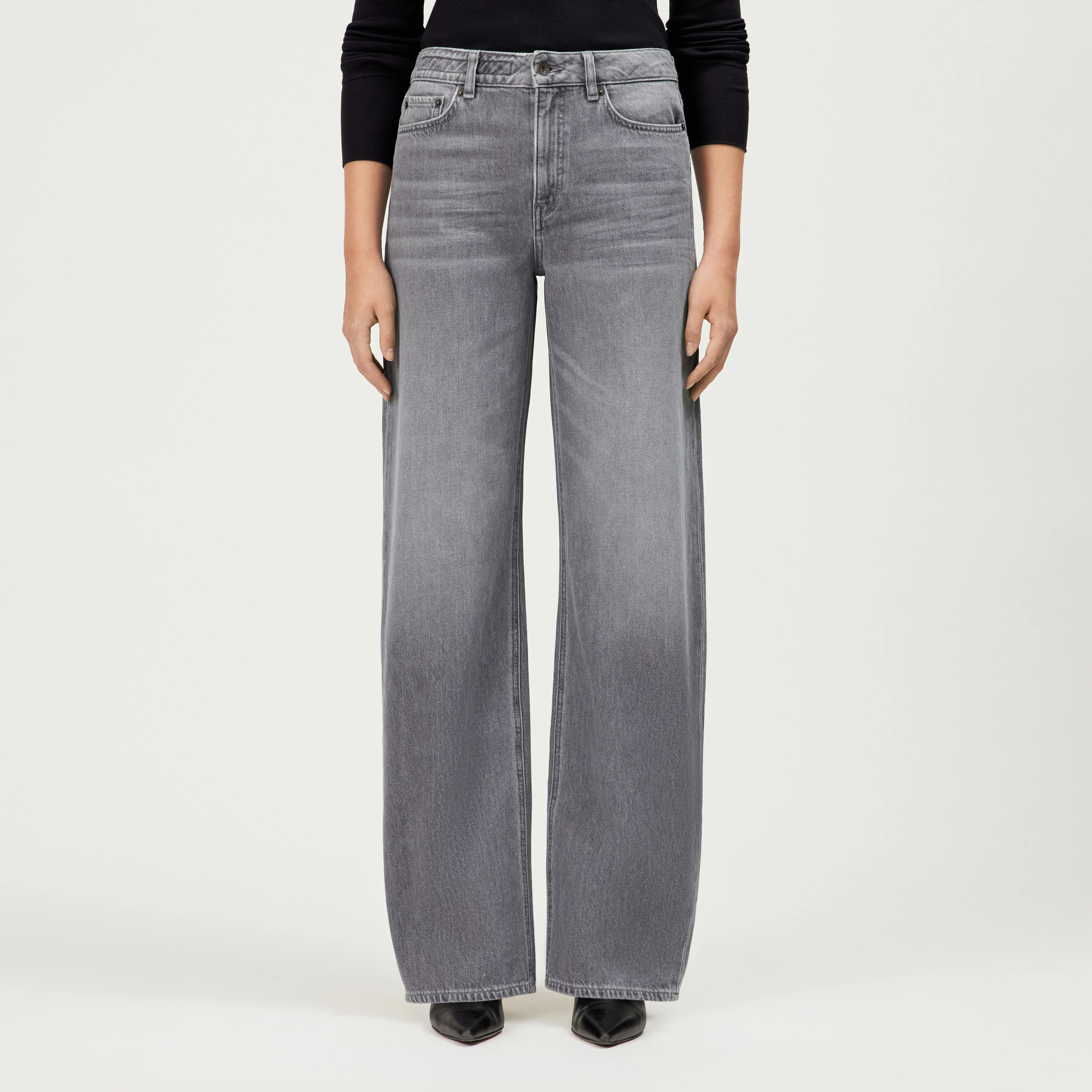 MEDLEY - Pure cotton mid-waist jeans. - women - grey - Frontansicht
