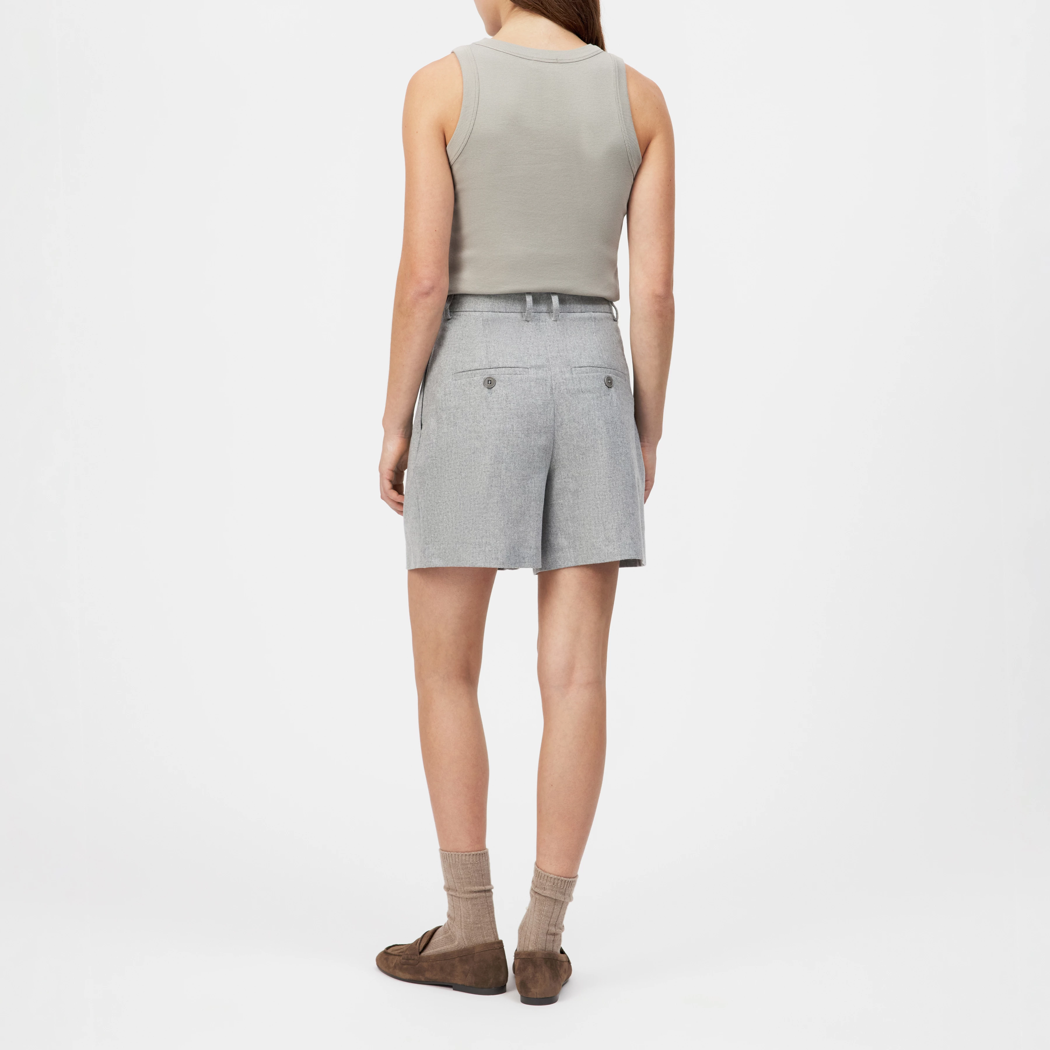 COURT - Bundfalten-Shorts in Flanell - Damen - grau - Rückansicht