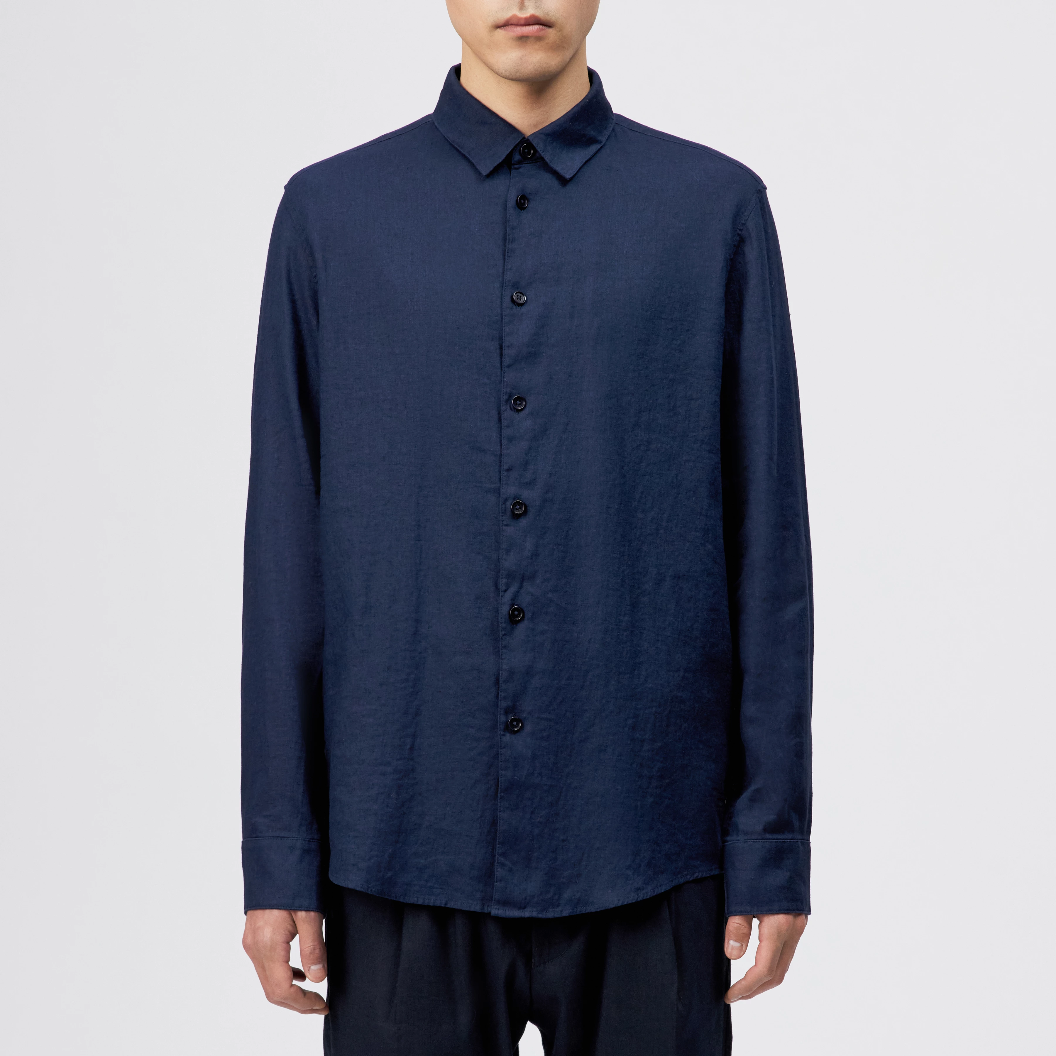 RAMIS - Regular fit shirt in linen-cotton blend - men - blue - Frontansicht