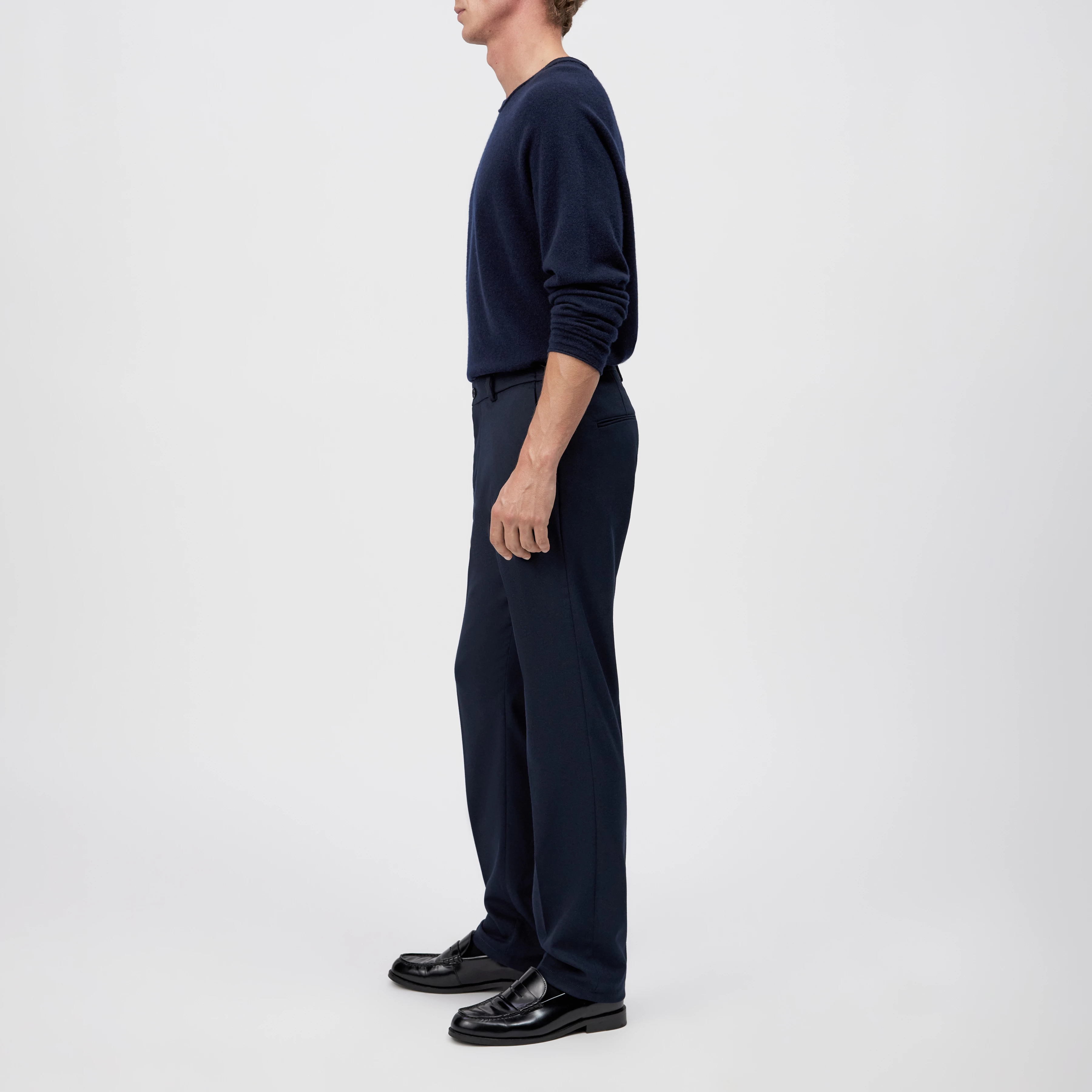 AJEND_RGLR - Ready-made trousers in soft flannel - men - blue - Seitenansicht