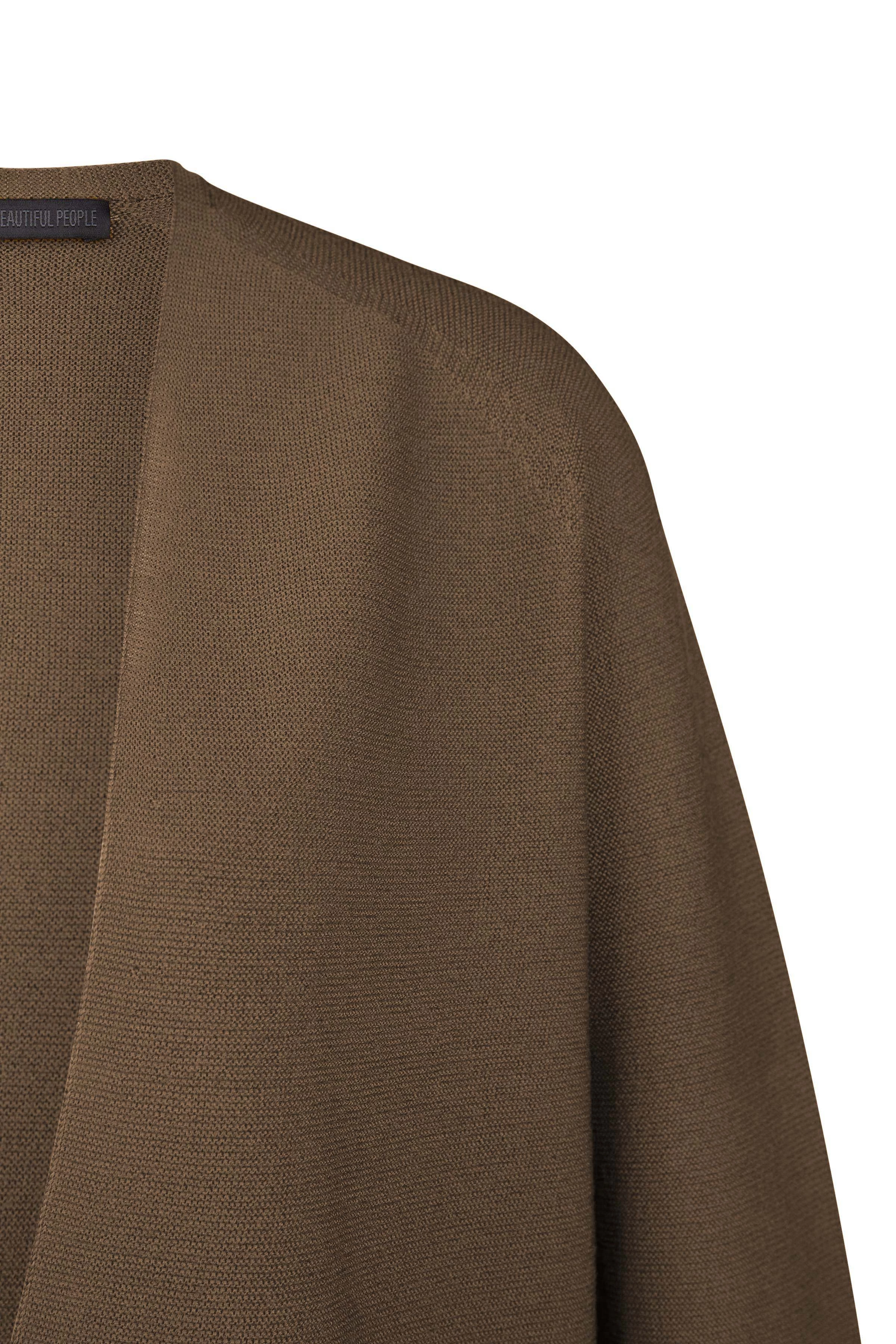 MANUMY - cleane Strickjacke in Merinowolle - Damen - braun - Freisteller Detailansicht