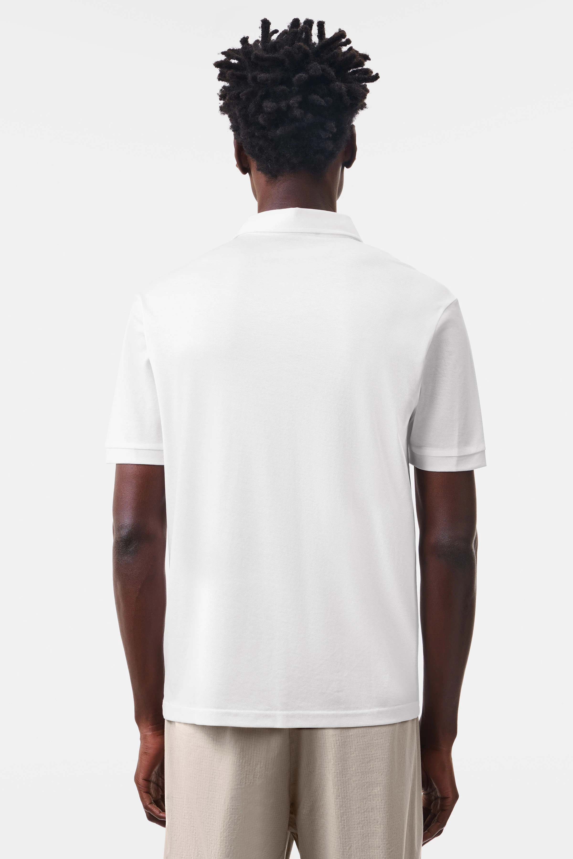 GARRY - 4-knoops polo met omgeslagen kraag in piqué - heren - off white - Rückansicht