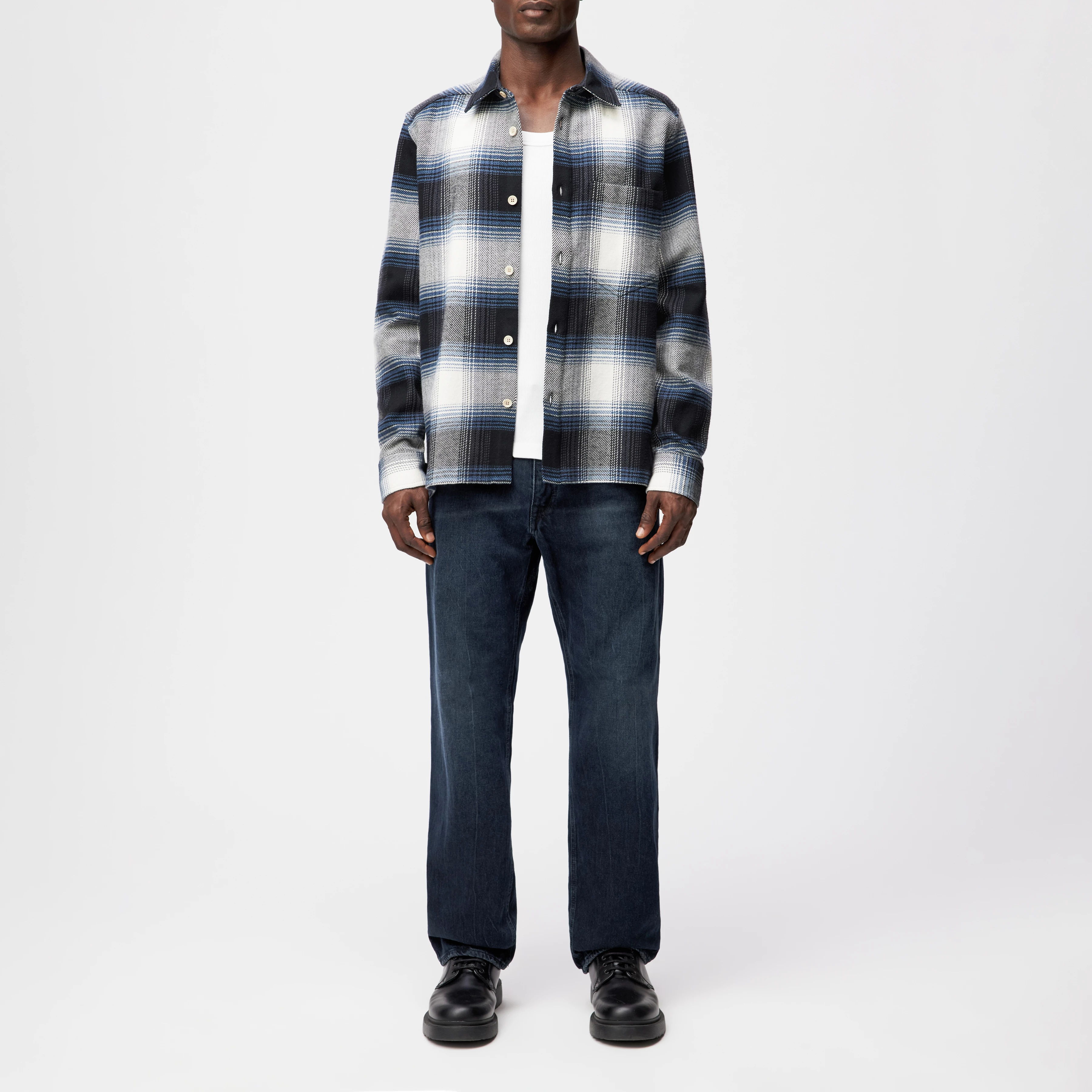 DIEGGO - Overshirt mit Brusttasche in Karo - Herren - blau - Ganzkörper-Frontansicht