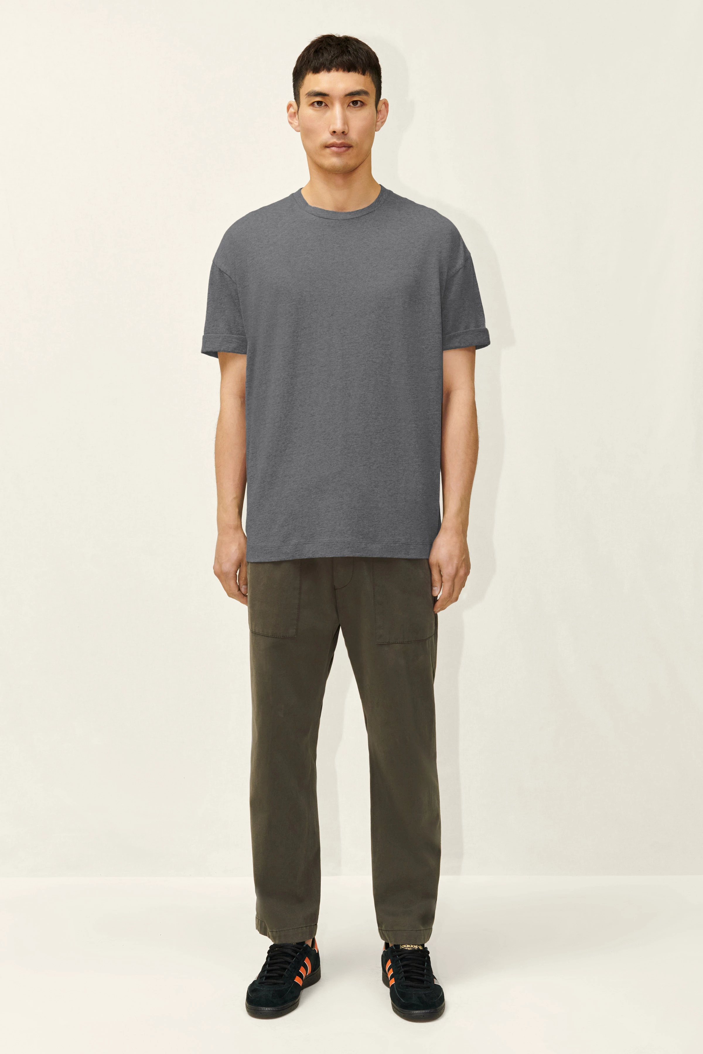 THILO - relaxed fit cotton T-Shirt - men - grey - Ganzkörper-Frontansicht