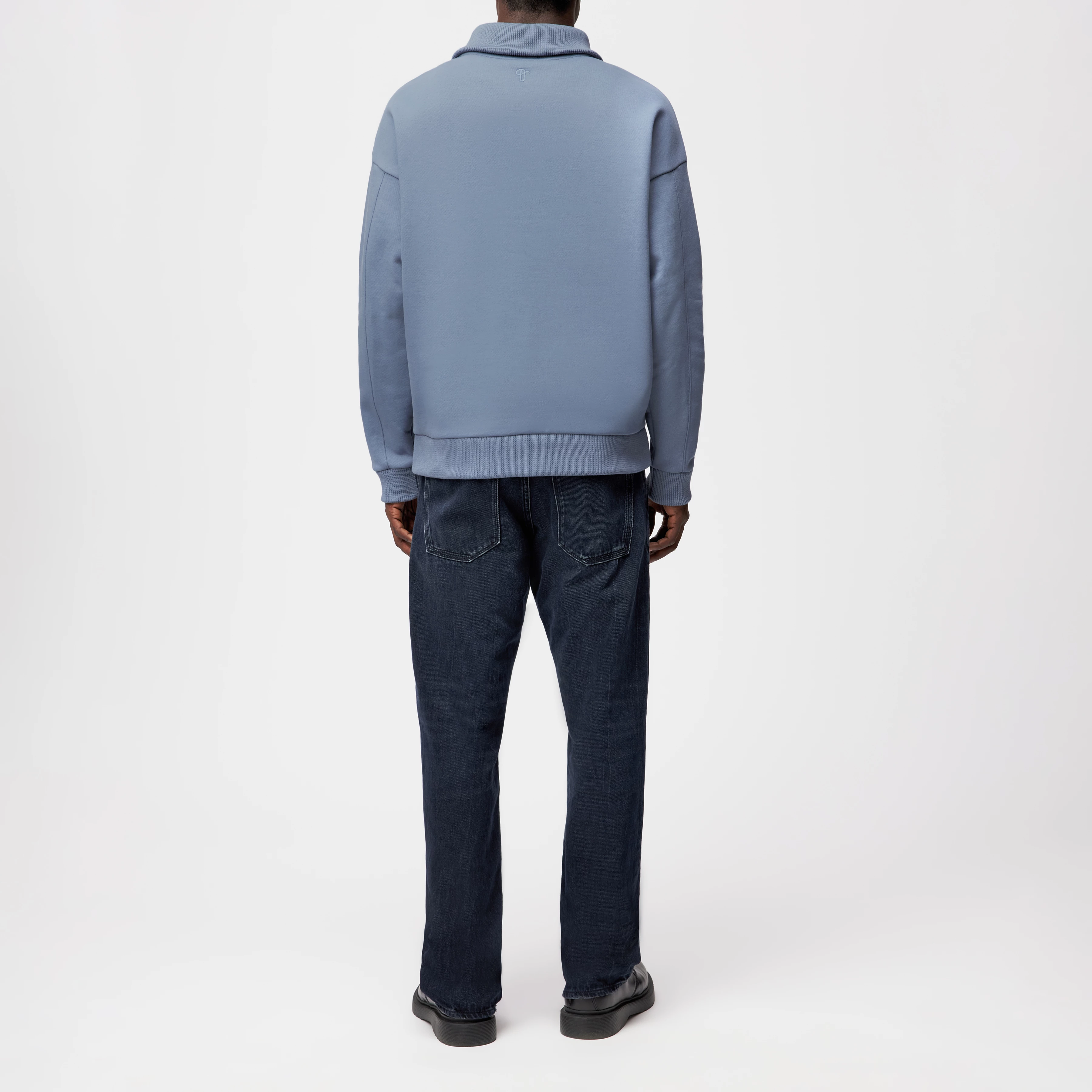 KAILEP_D - Troyer sweatshirt with half zip in French terry - men - blue - Rückansicht