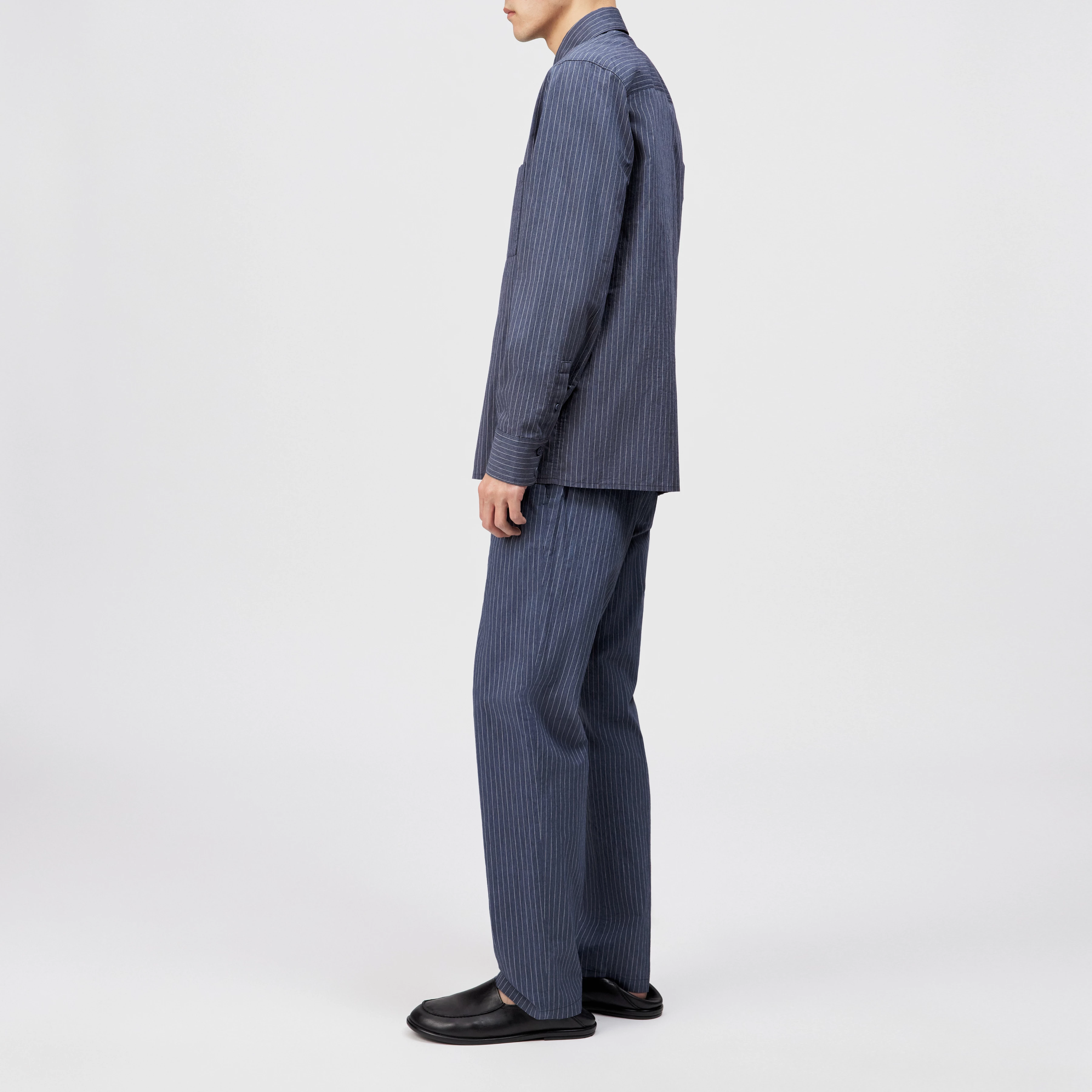 SORIC - Regular Fit Hemd in Streifen-Design in Baumwoll-Mix - Herren - blau - Seitenansicht