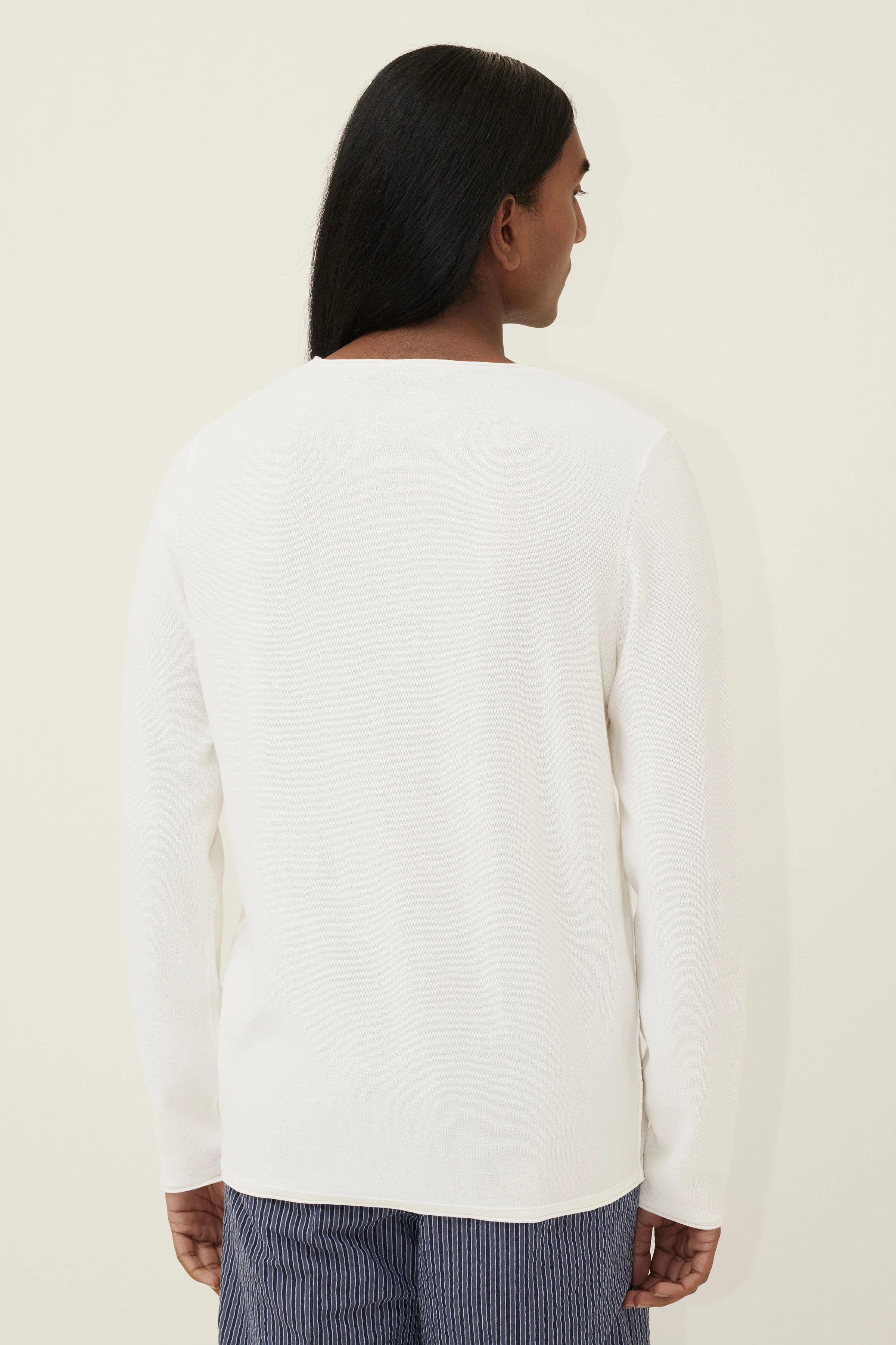 RIK - Pull à bords roulés en pur coton - men - blanc cassé - Rückansicht