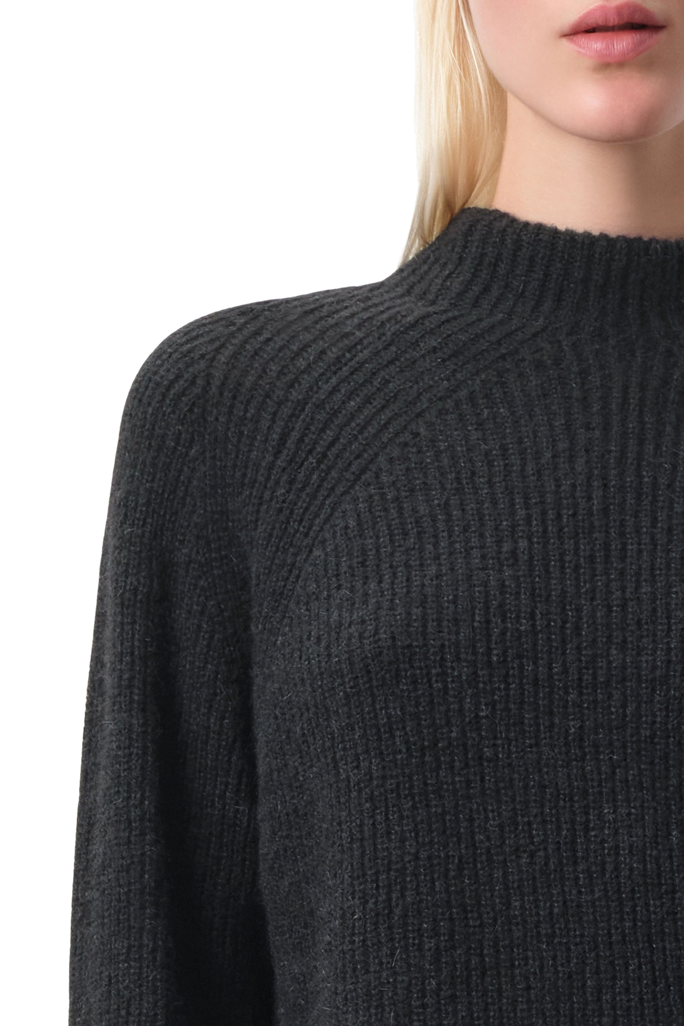 IONYA - Sweater with turtle neck in alpaca wool mix - women - Natural Aluminium - Seitenansicht