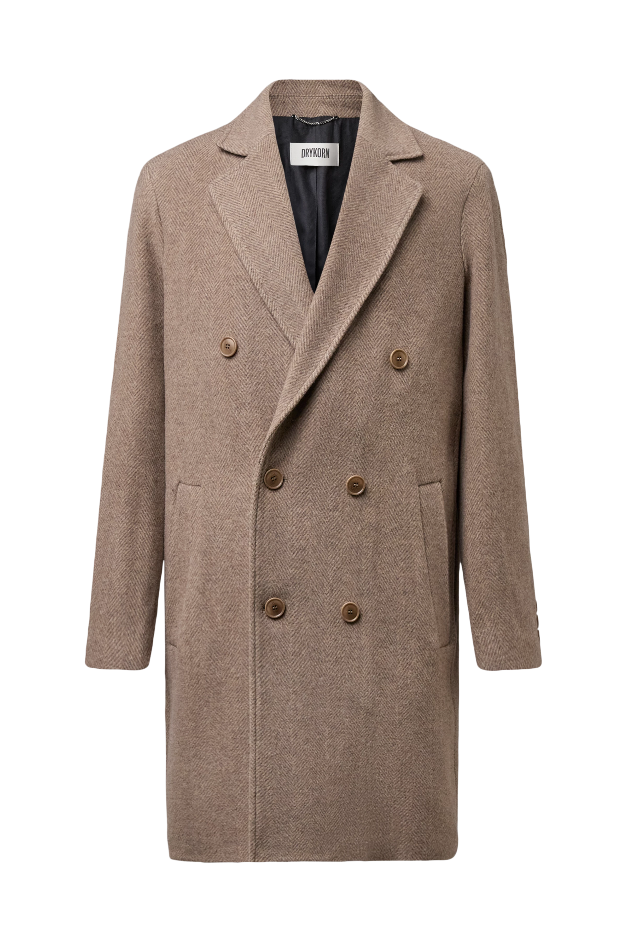 NEKOLA - Double-breasted wool-blend coat - men - brown - Freisteller Frontansicht