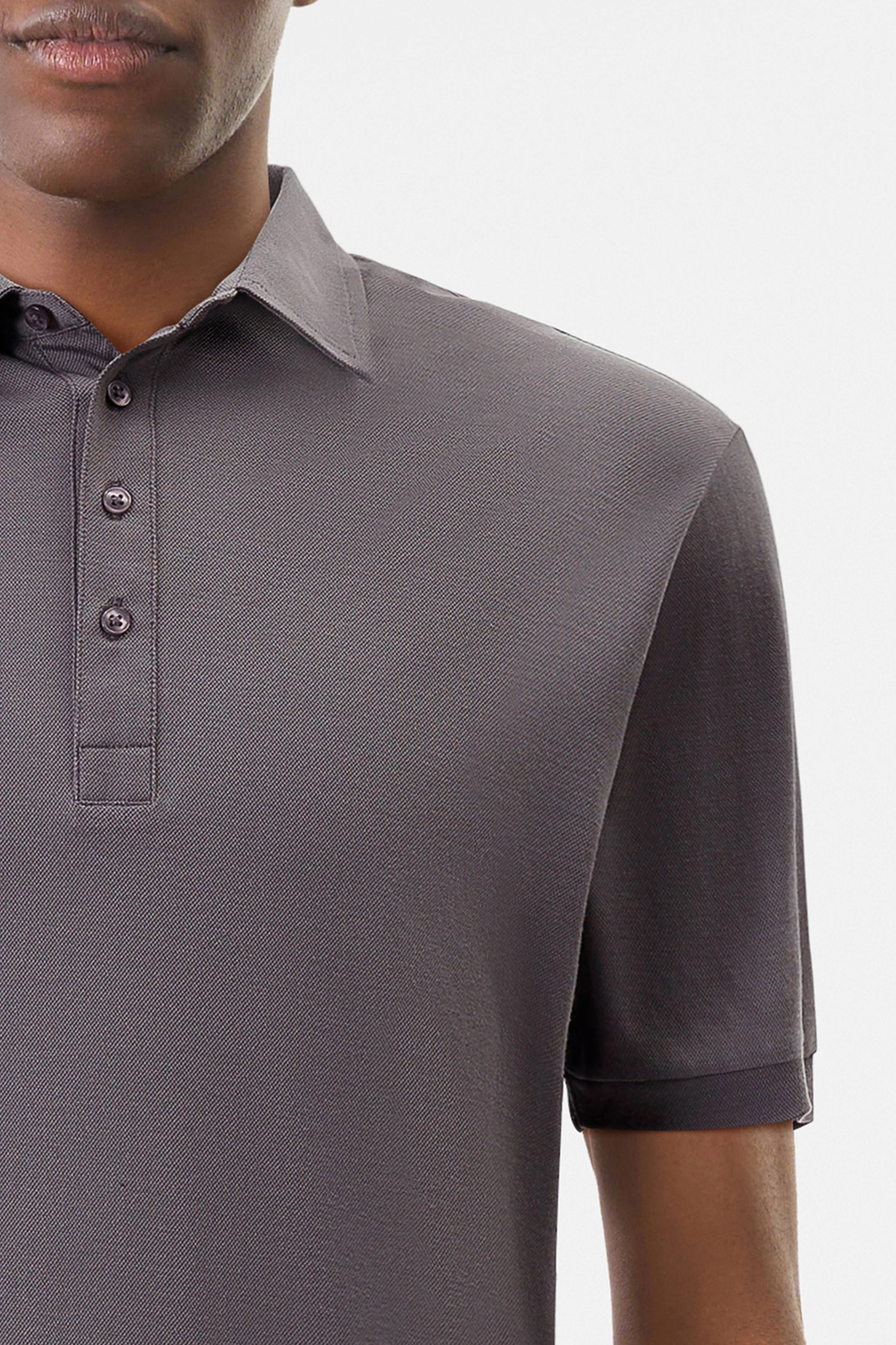 GARRY - 4-knoops polo met omgeslagen kraag in piqué - heren - grijs - Seitenansicht