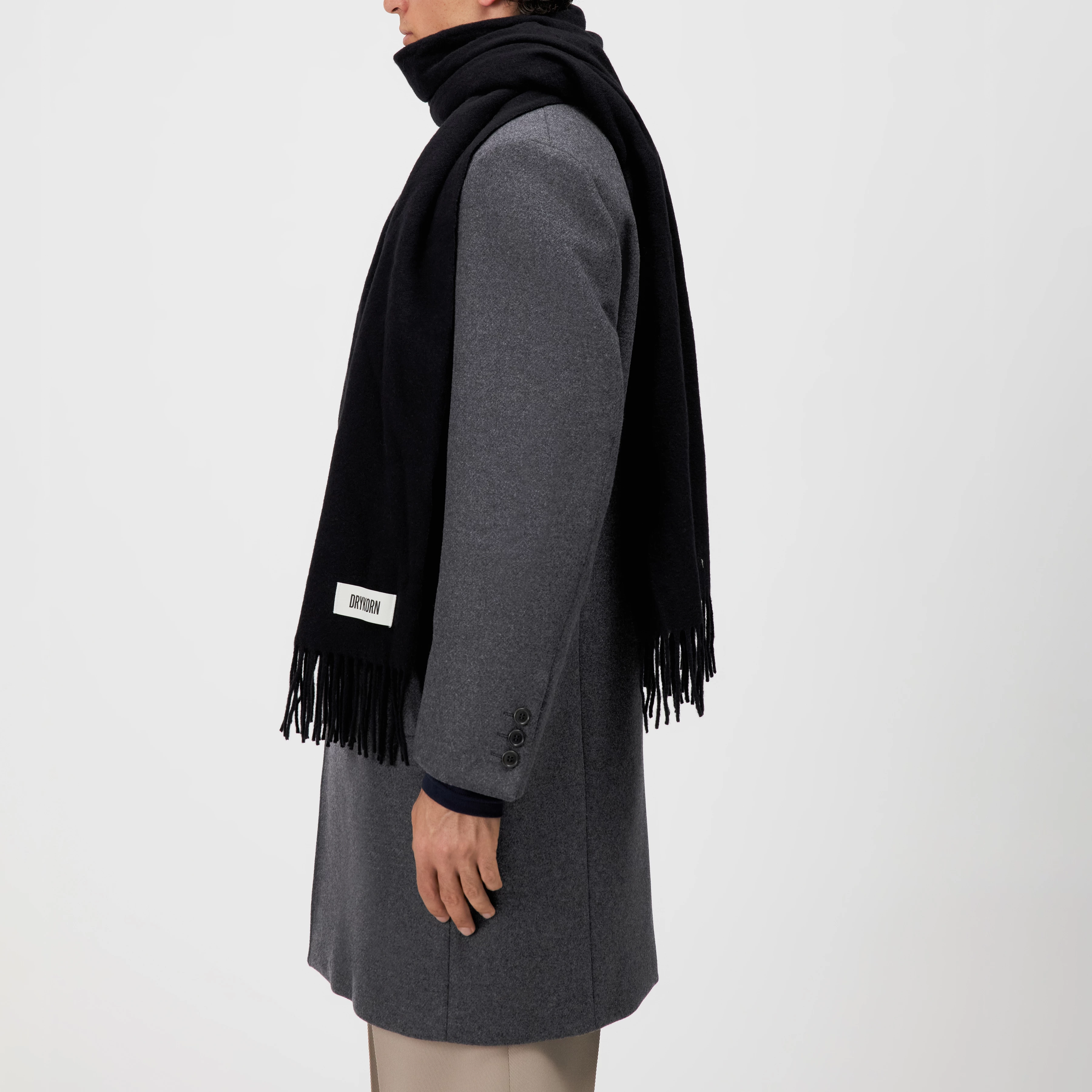 GAZE_4 - Schal in Wolltwill - Unisex - schwarz - Seitenansicht
