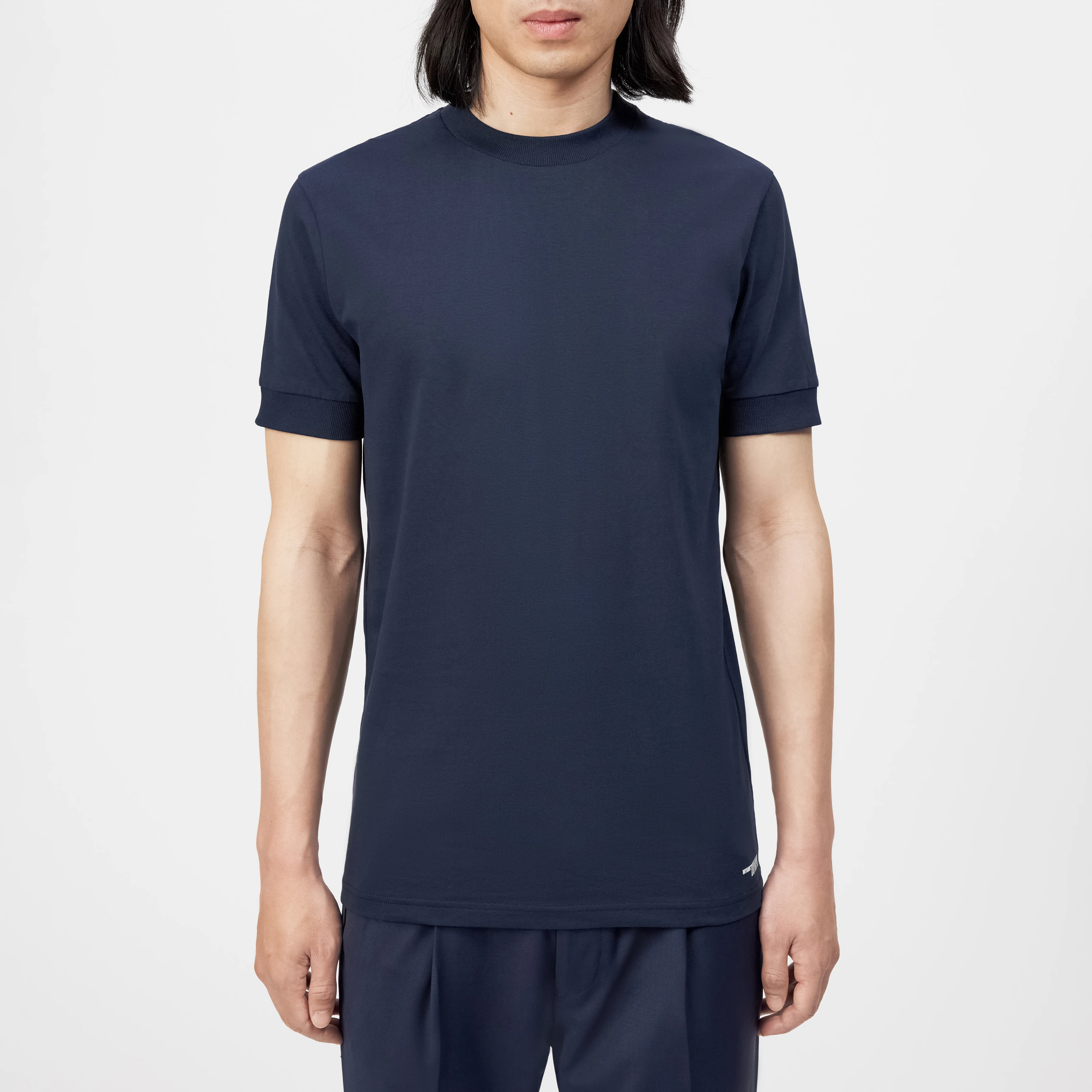 ANTON - Fitted T-Shirt in Baumwolle - Herren - blau - Frontansicht