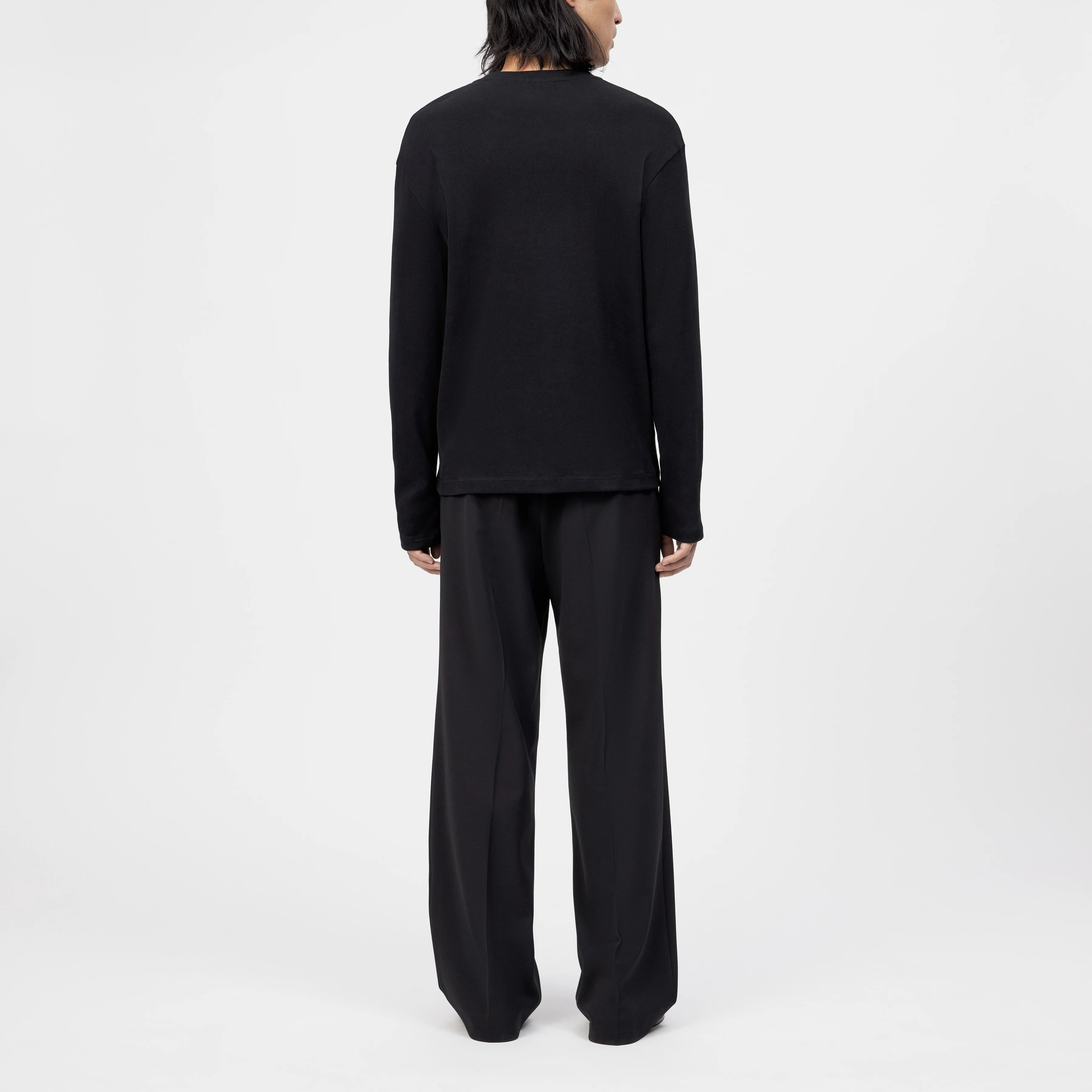 TALDOR - Long-sleeved top in washed rib - men - Natural Aluminium - Rückansicht