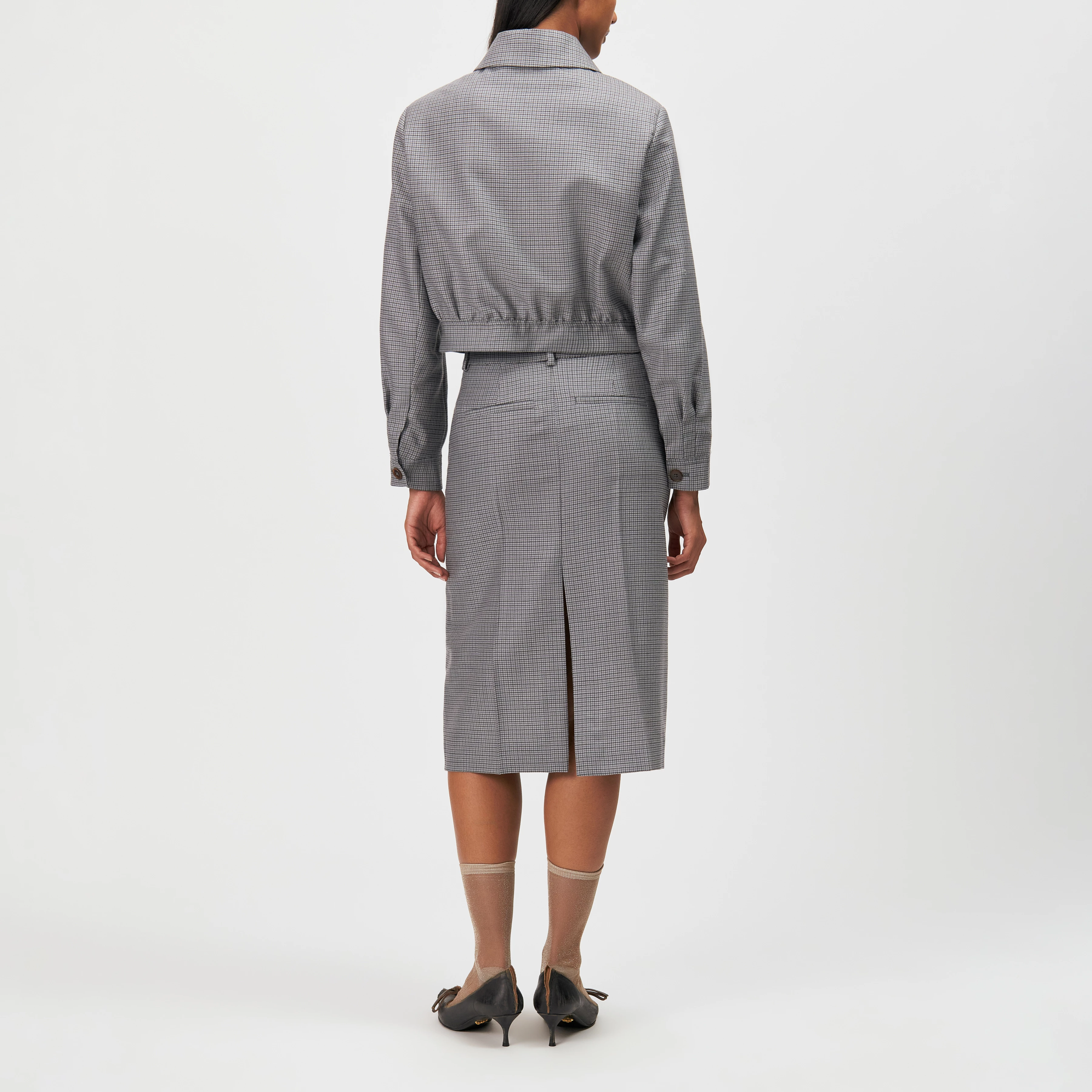 RADWAY_3 - Pure wool short blouson - women - grey - Rückansicht