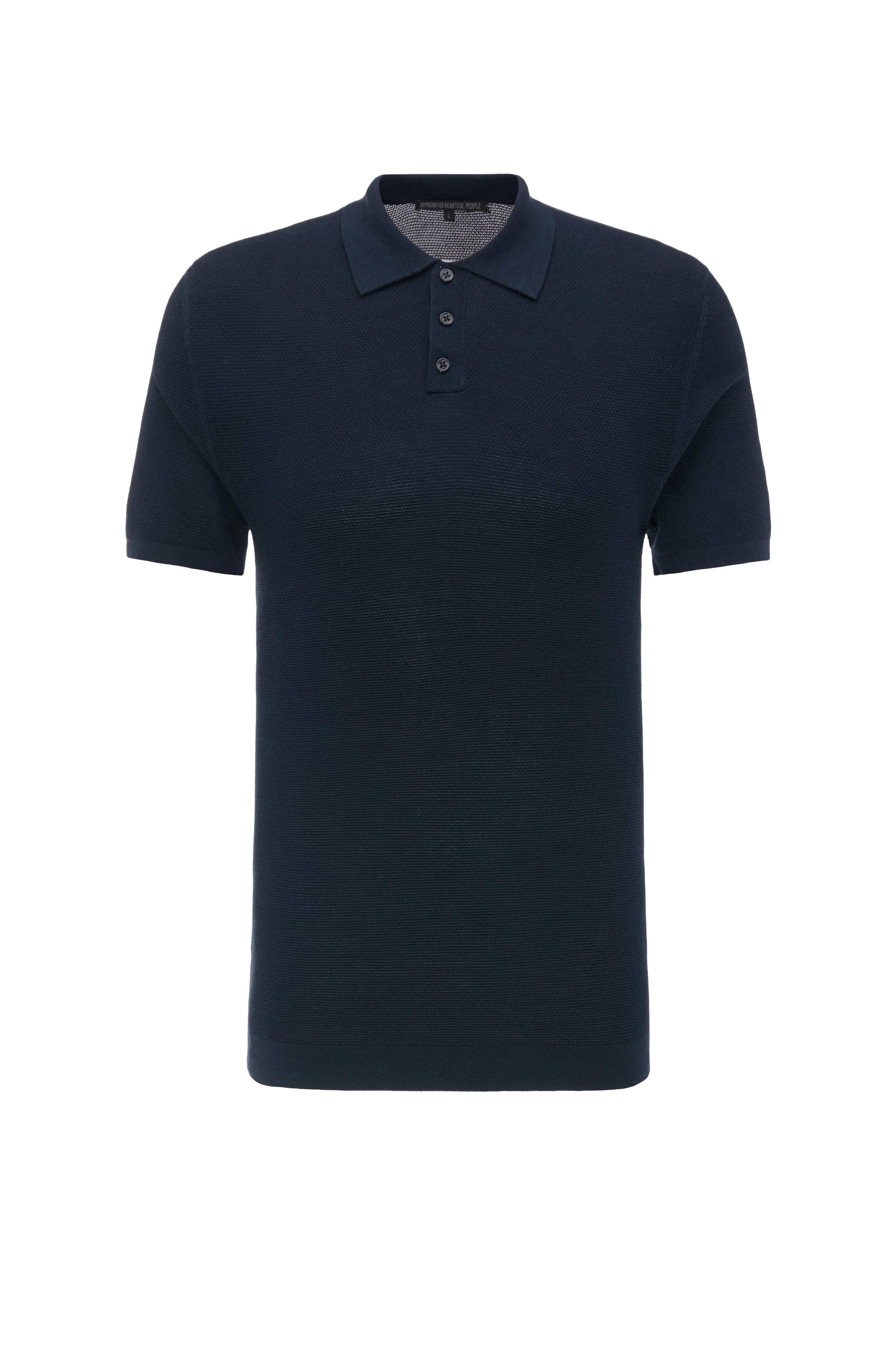 TRITON - Knitted polo shirt - men - blue - Freisteller Frontansicht