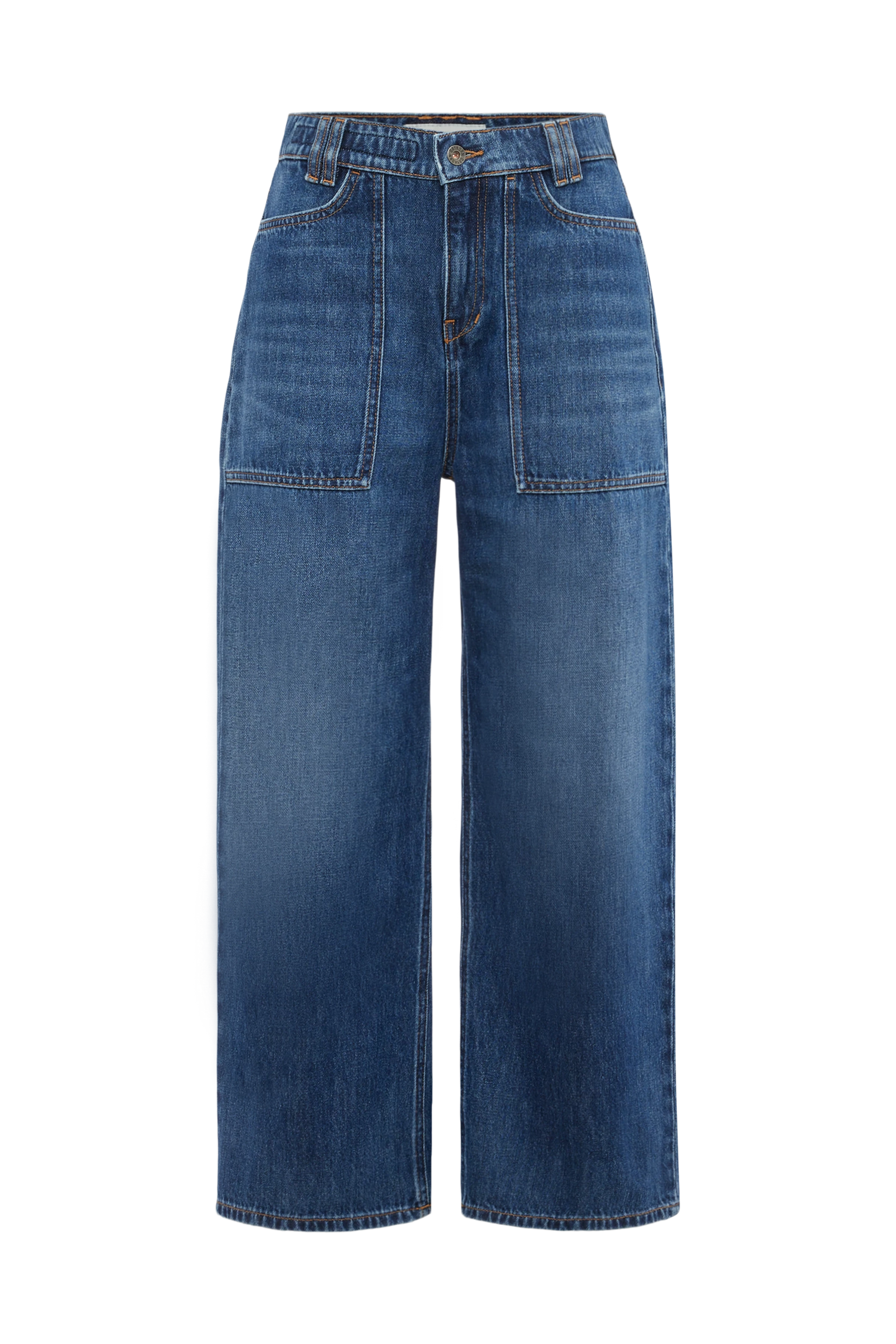 DERIVE - Mid-Waist Jeans in Mid-Blue Denim - Damen - blau - Freisteller Frontansicht