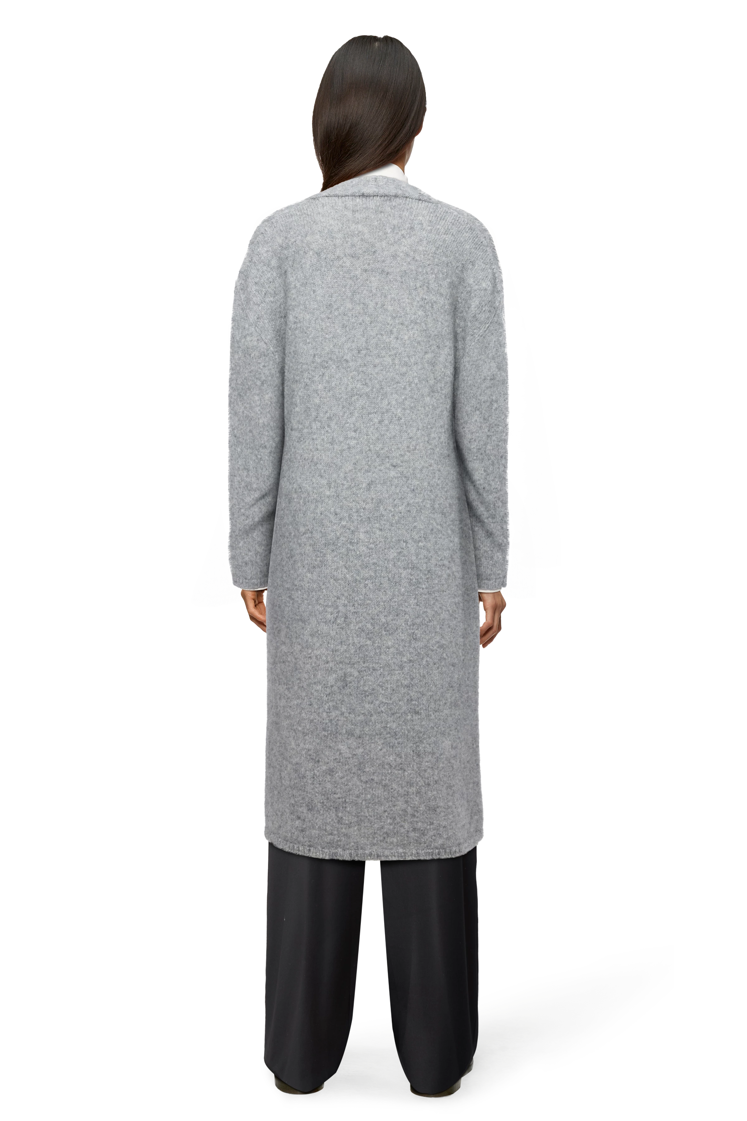 FABEANY - Strickmantel in Woll-Alpakamix - Damen - grau - Rückansicht