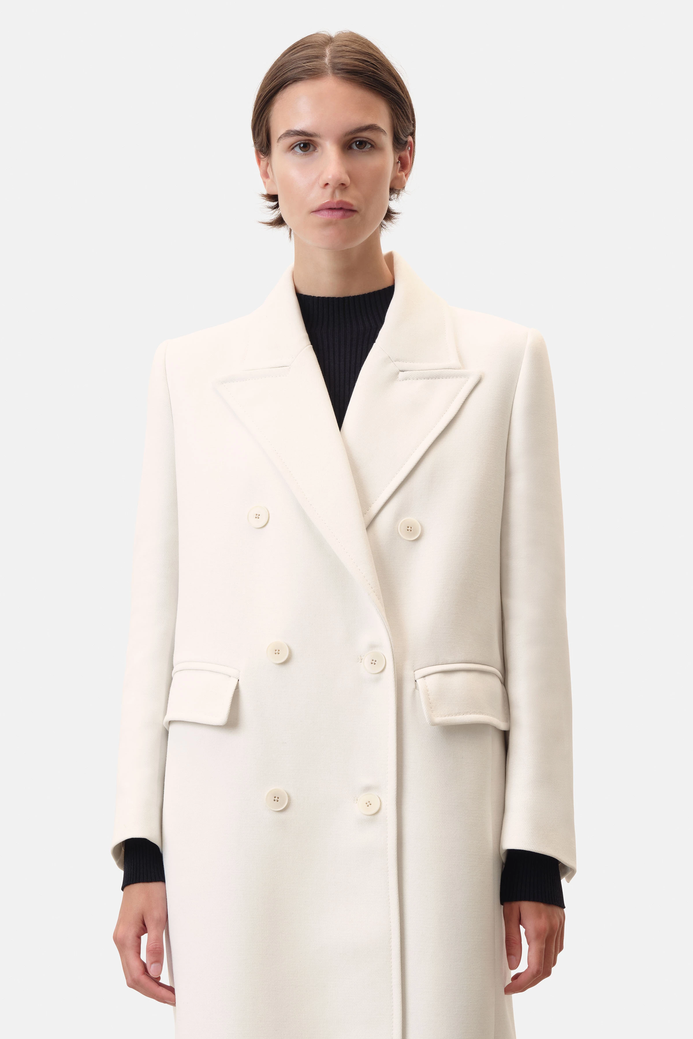 WORCESTER - blazerjas met schouderaccent van wollen keperstof - dames - off white - Frontansicht