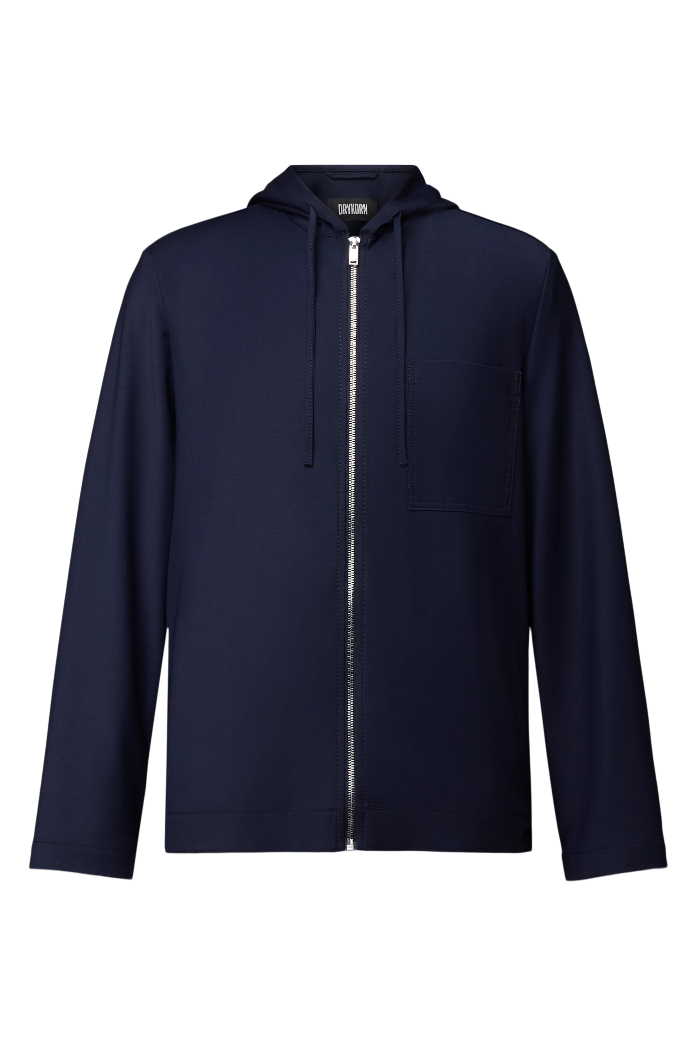 JENON - Zip-hættetrøje i performance-uldblanding - men - blå - Freisteller Frontansicht