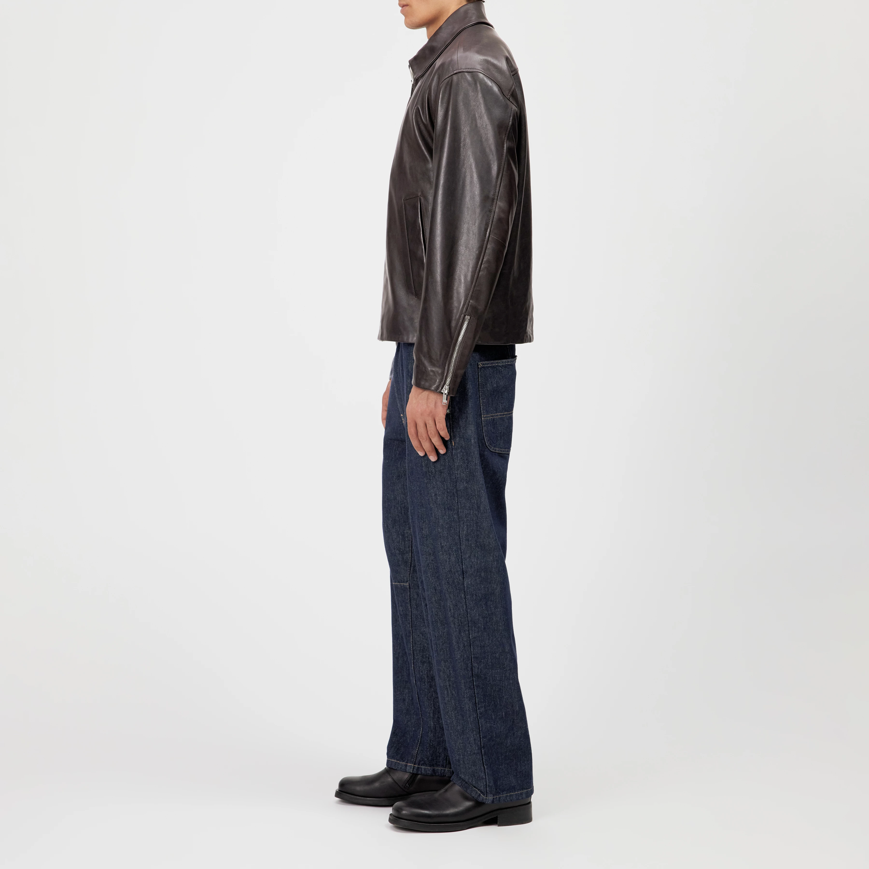 RIKKO - Relaxed Fit pure leather jacket - men - brown - Seitenansicht