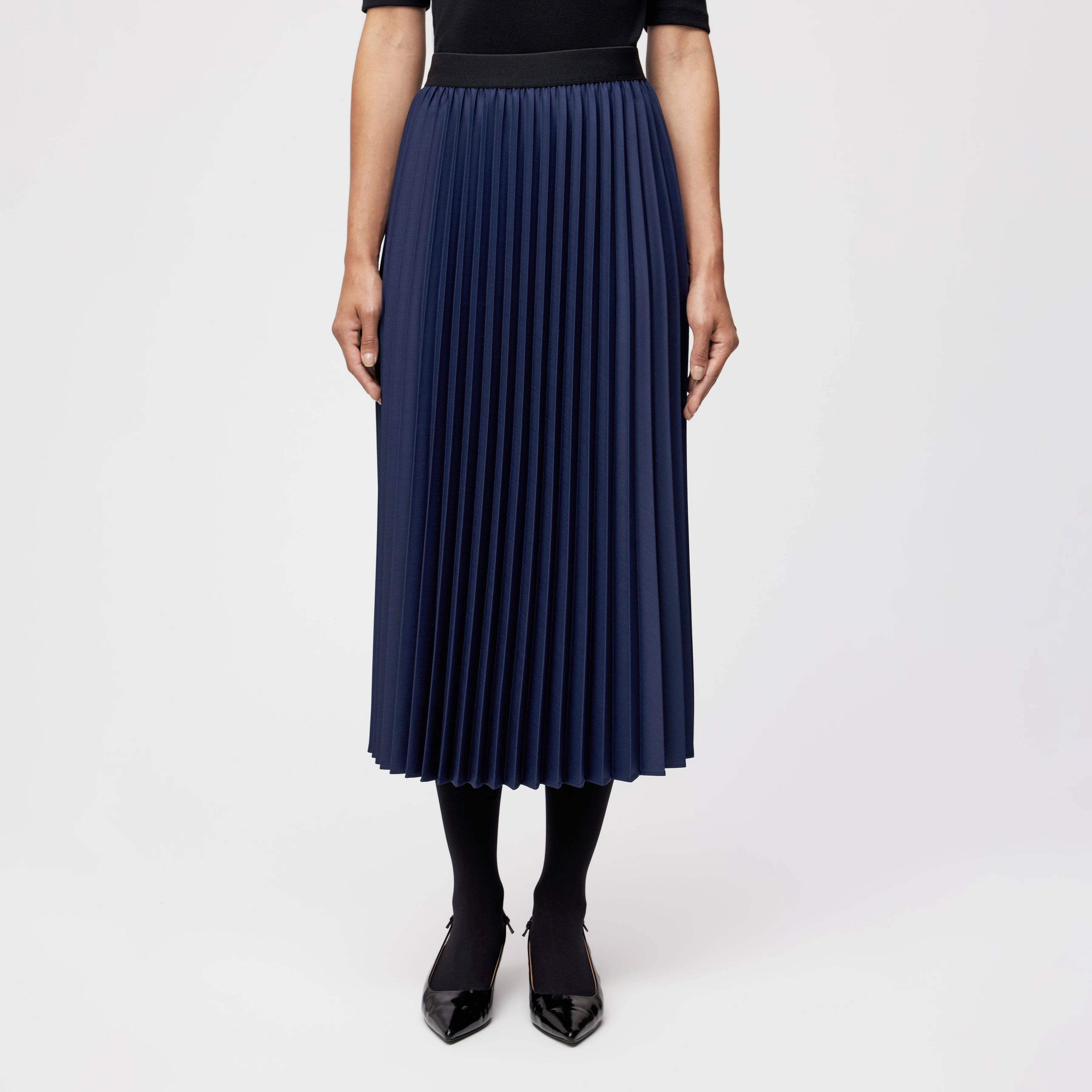 PATRECIA - Plissé rok van twill - dames - blauw - Frontansicht