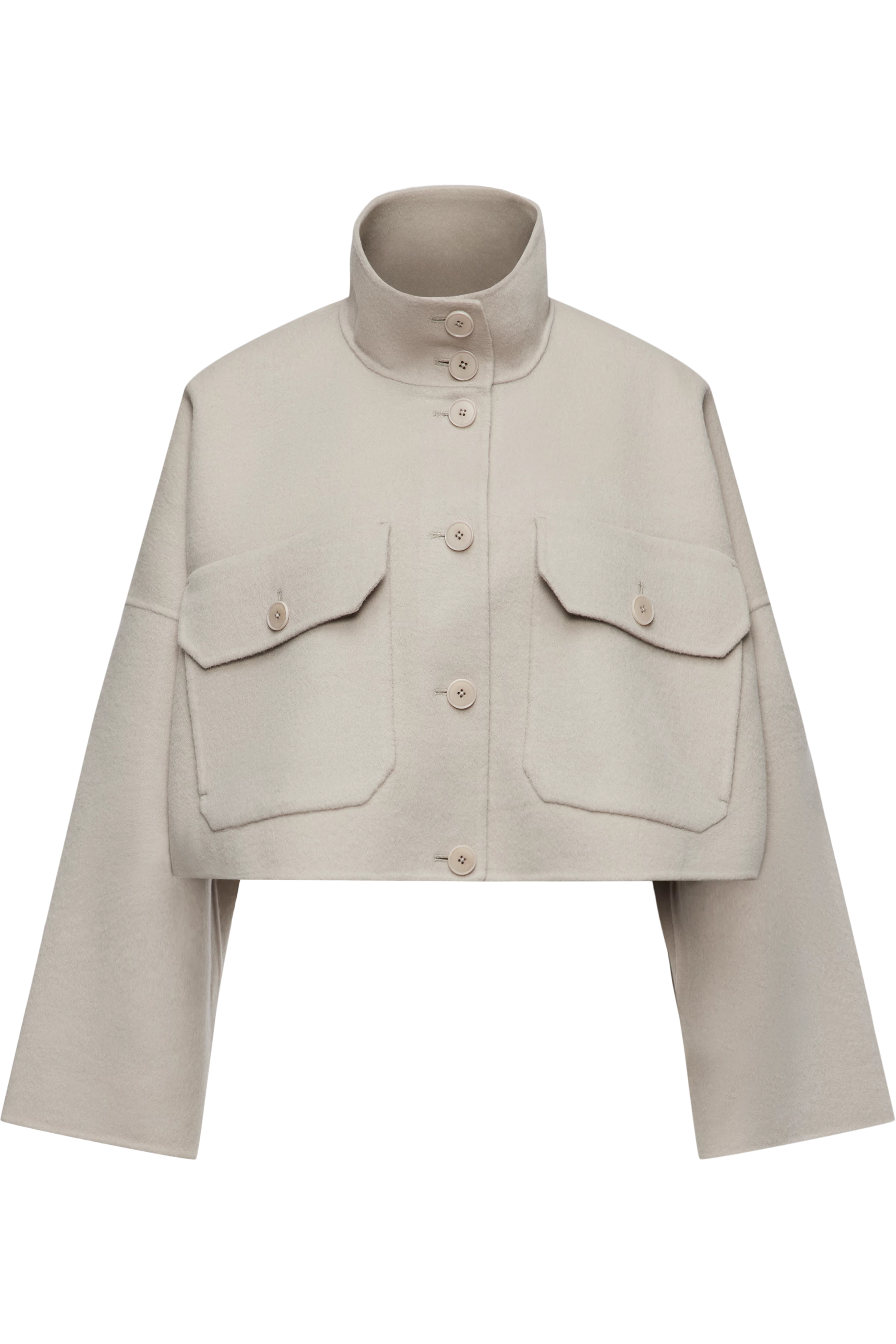ARKLOW - Short jacket with stand-up collar in double-faced fabric - women - beige - Freisteller Frontansicht