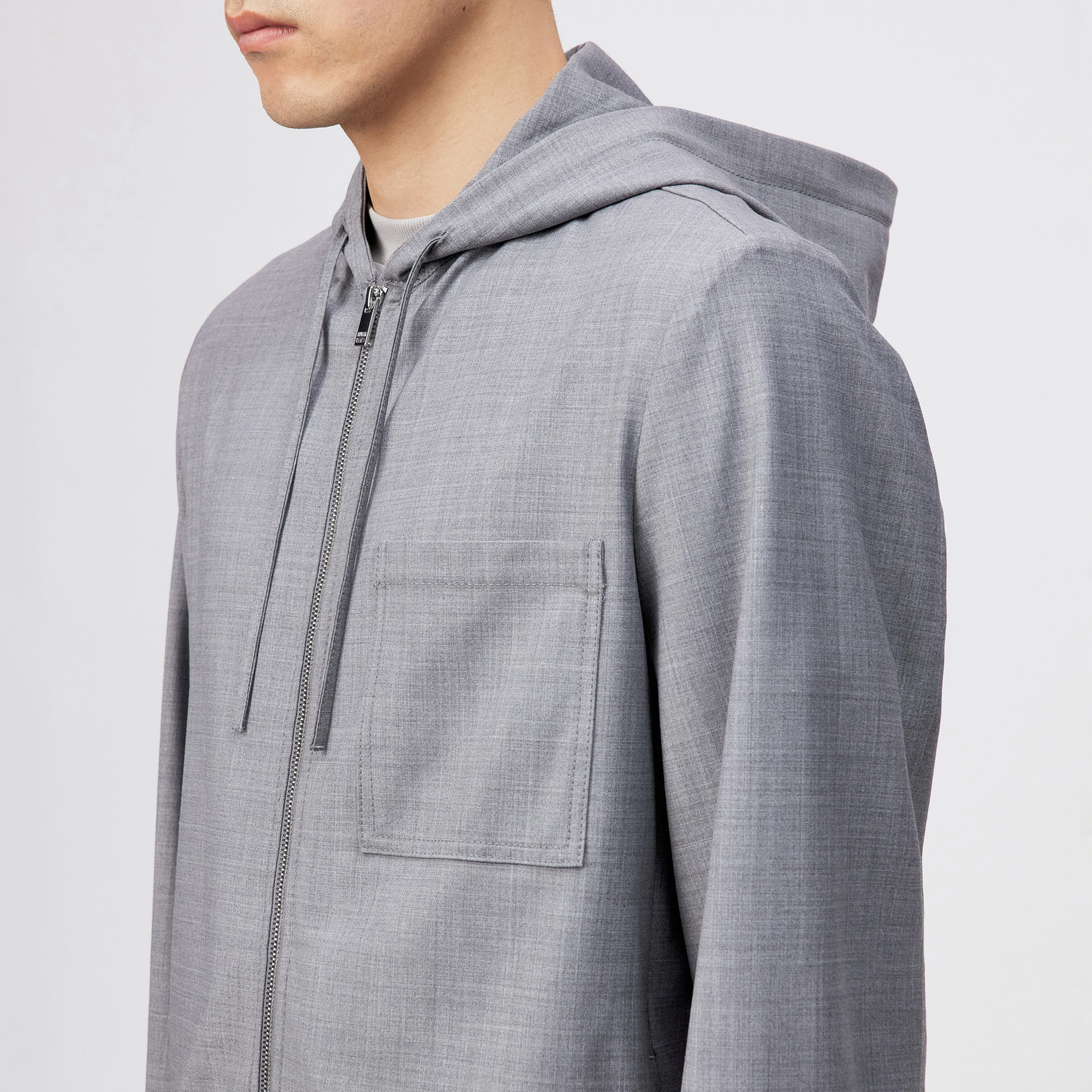 JENON - Zip-hættetrøje i performance-uldblanding - men - grå - Detailansicht am Model