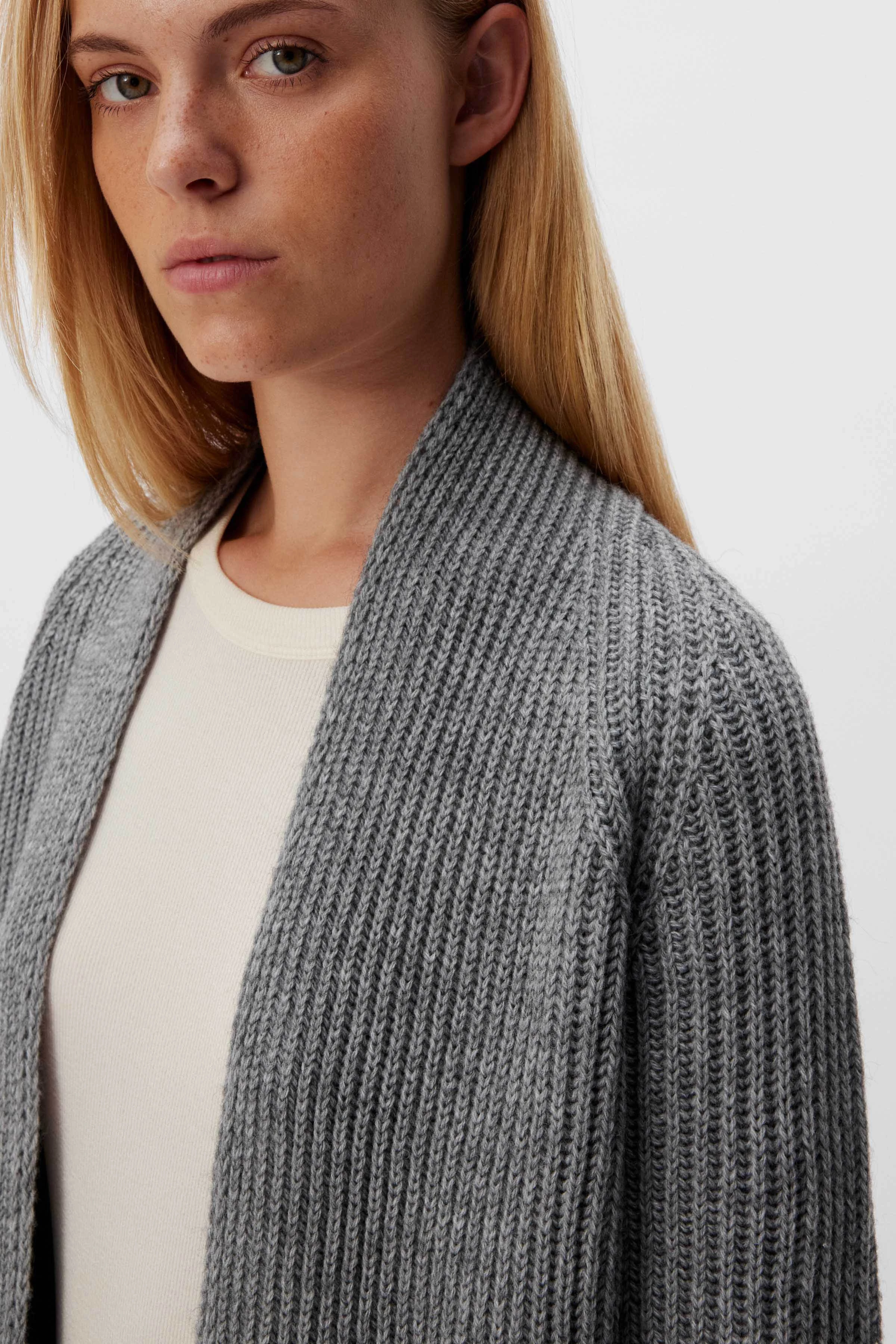 BLUMA - vest van wol-alpaca mix - dames - grijs - Seitenansicht