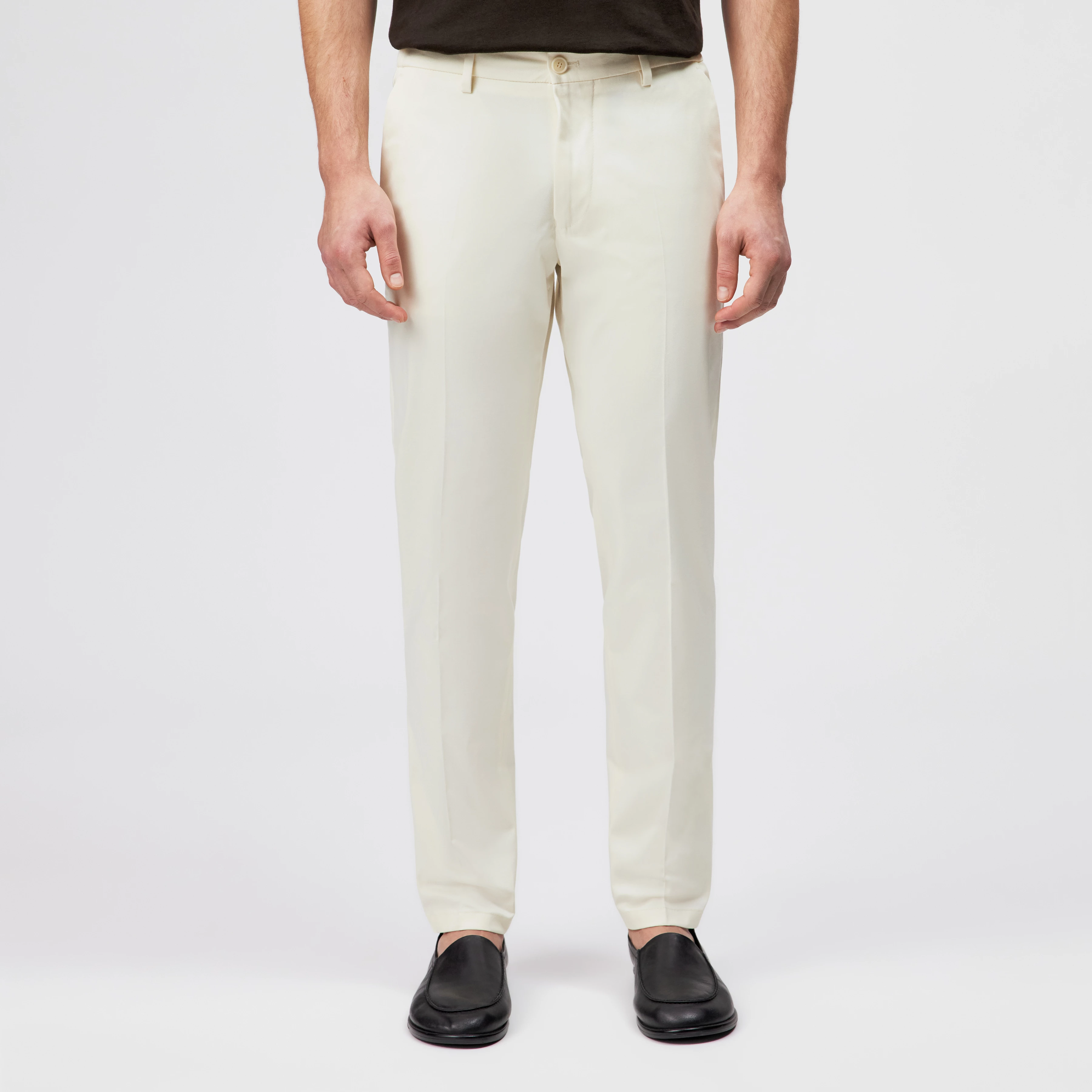 AJEND - Tailored Slim Fit Trousers in Cotton Blend - men - off white - Frontansicht