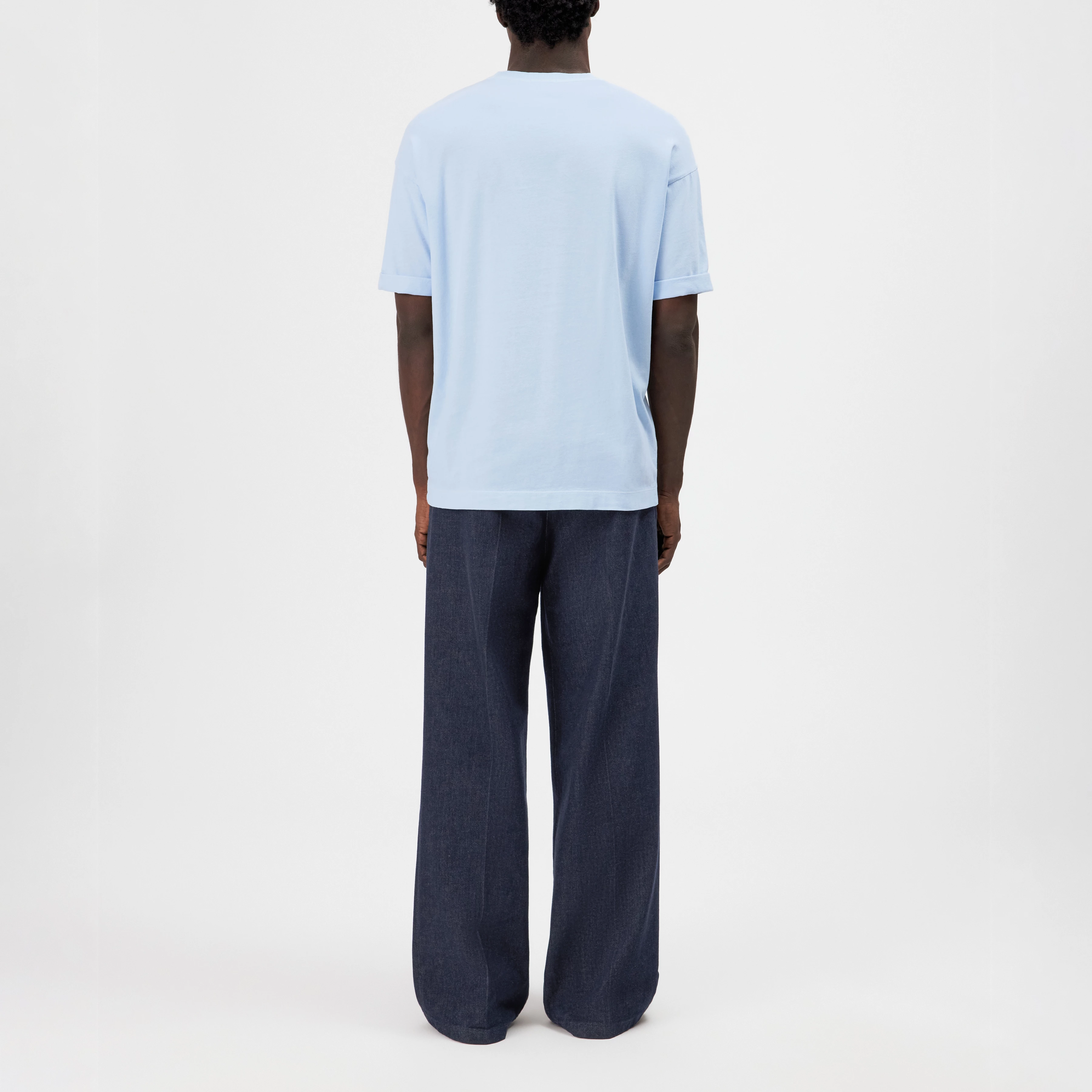 THILO - Relaxed fit T-shirt in soft cotton with washed look - men - blue - Rückansicht