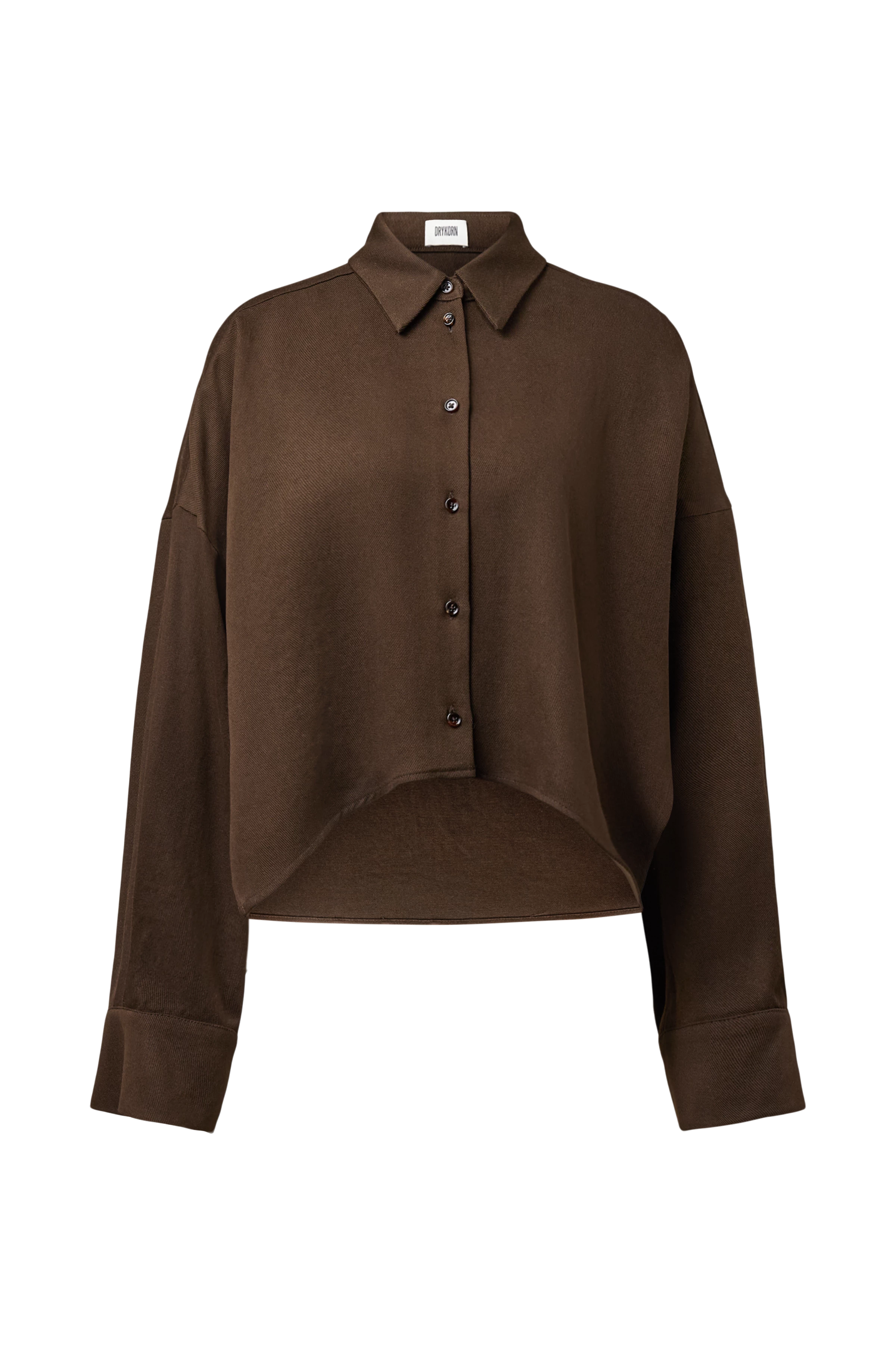 OSHIA - Oversized Hemdbluse in Lyocell - Damen - braun - Freisteller Frontansicht