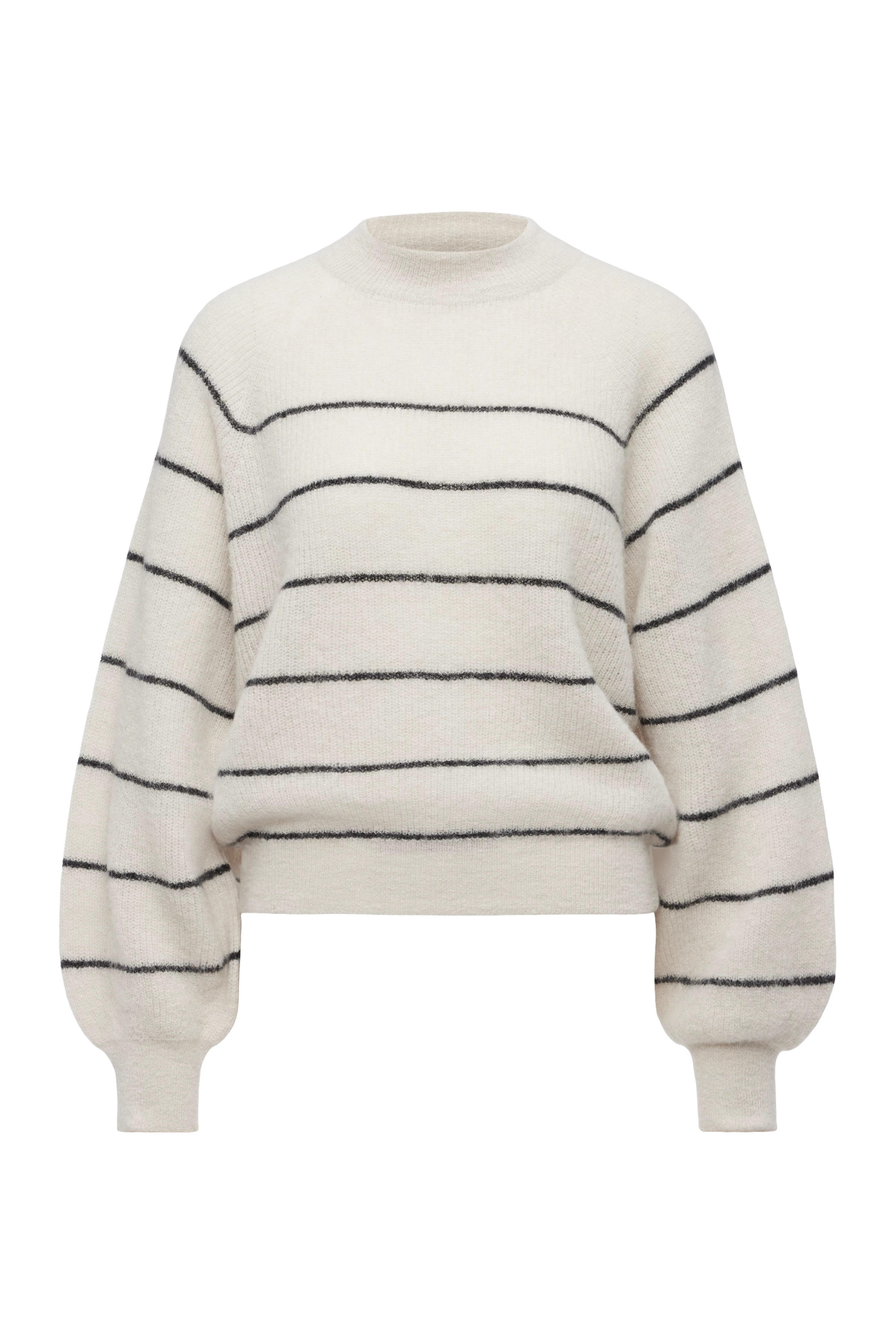 LARELYA - Sweater with balloon sleeves in luxurious Suri alpaca blend - women - beige - Freisteller Frontansicht