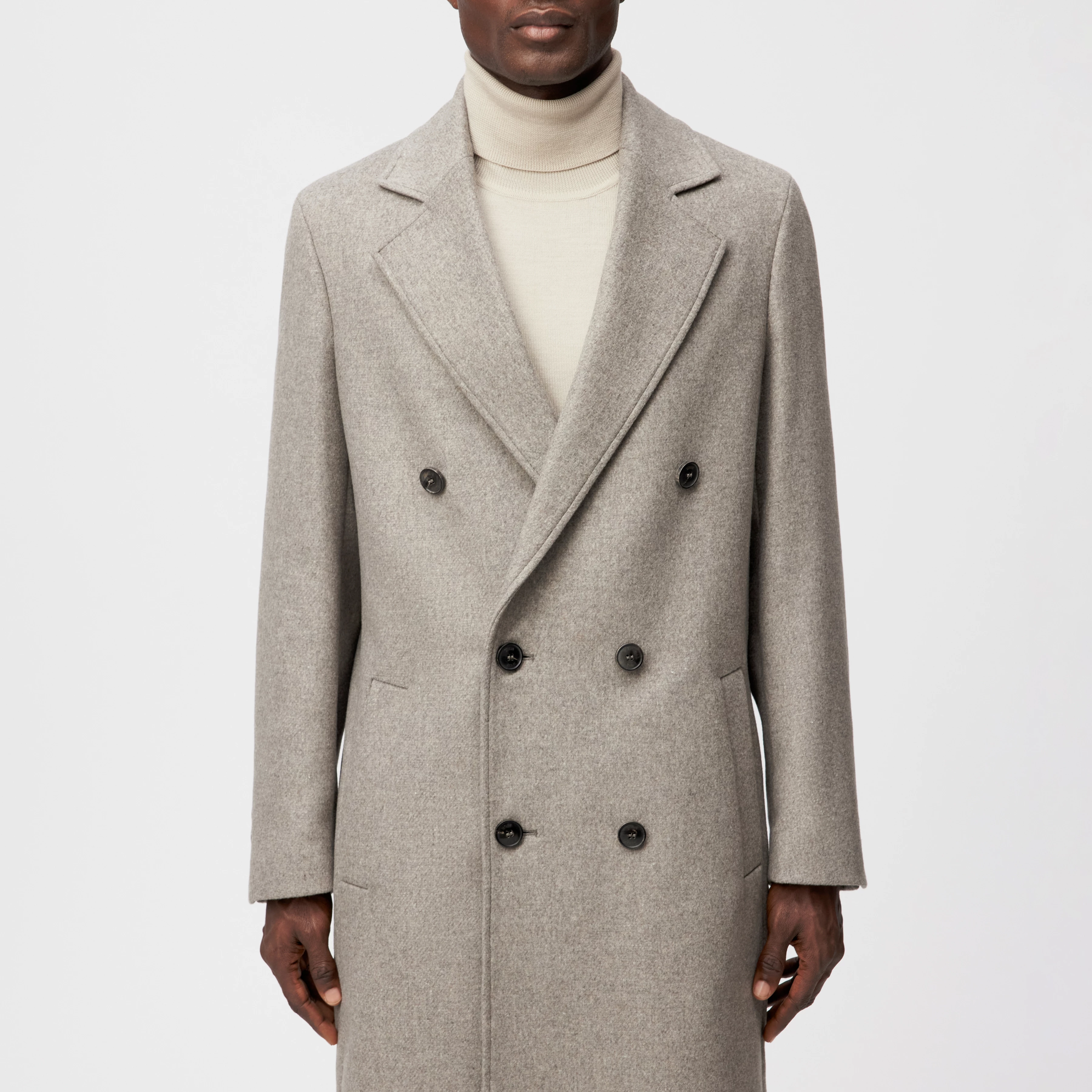 NEKOLA - Double-breasted coat in flannel - men - beige - Frontansicht