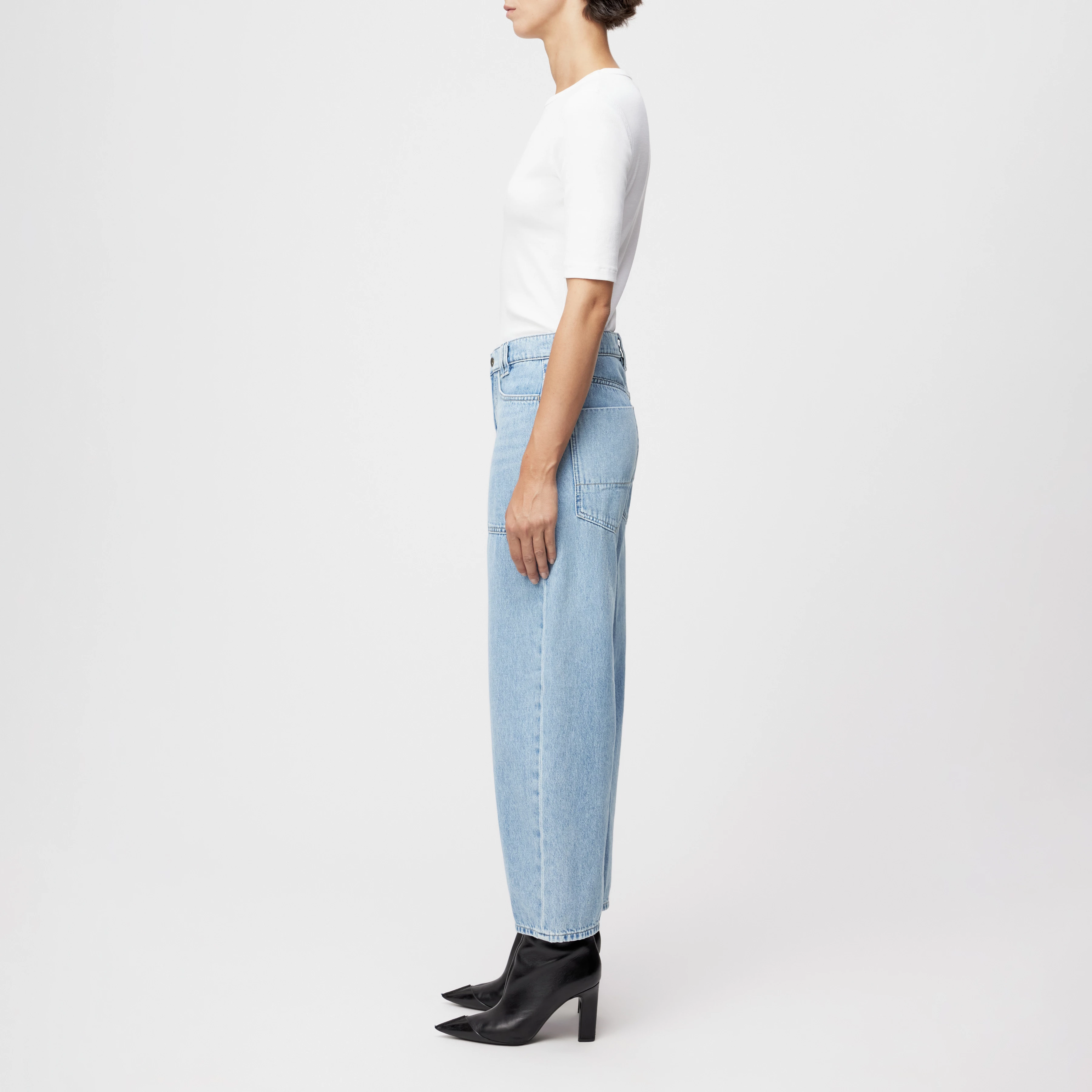 DERIVE - Mid-Waist Jeans in Light-Blue Denim - Damen - blau - Seitenansicht