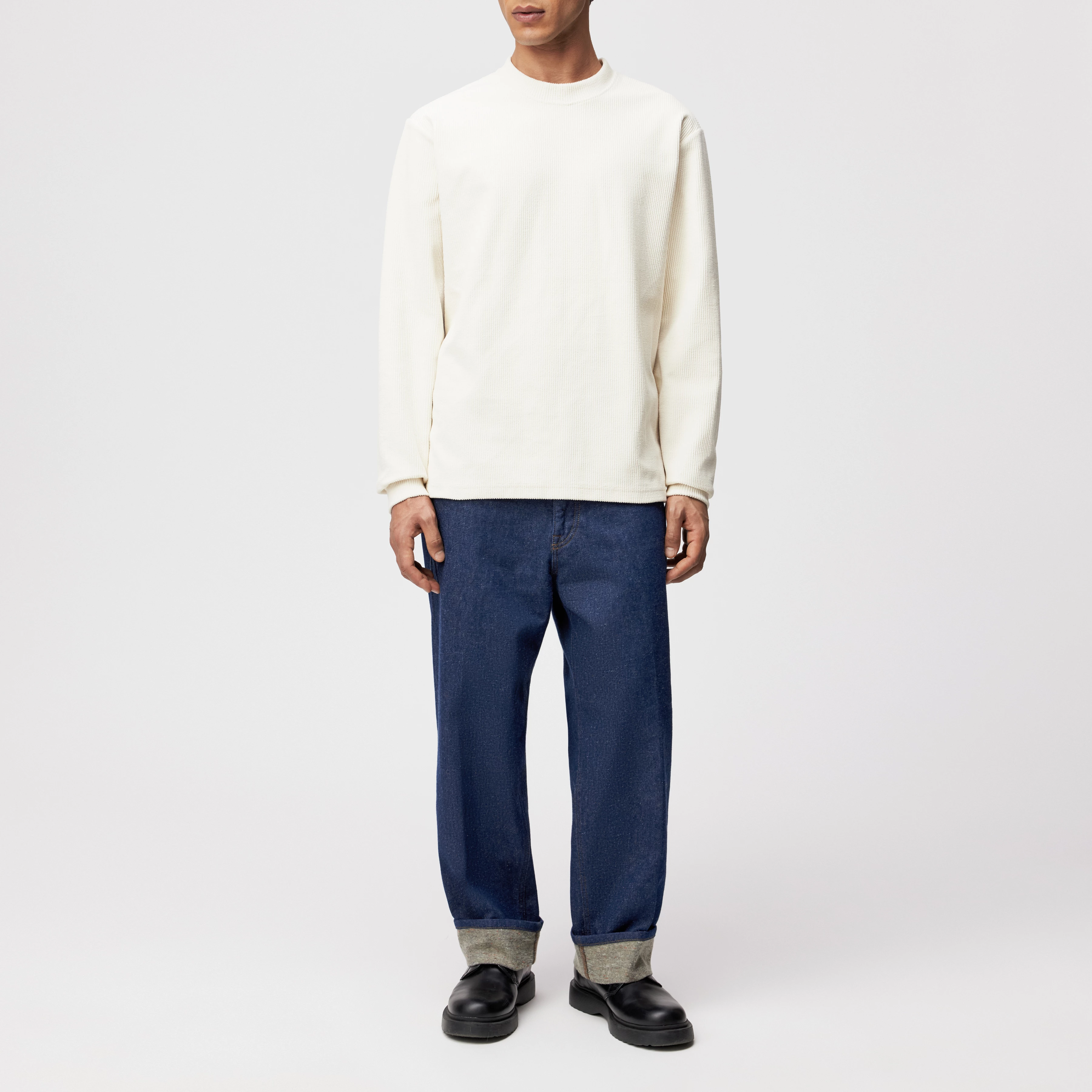 LAARK - Longsleeve in Rippstruktur - Herren - off white - Ganzkörper-Frontansicht