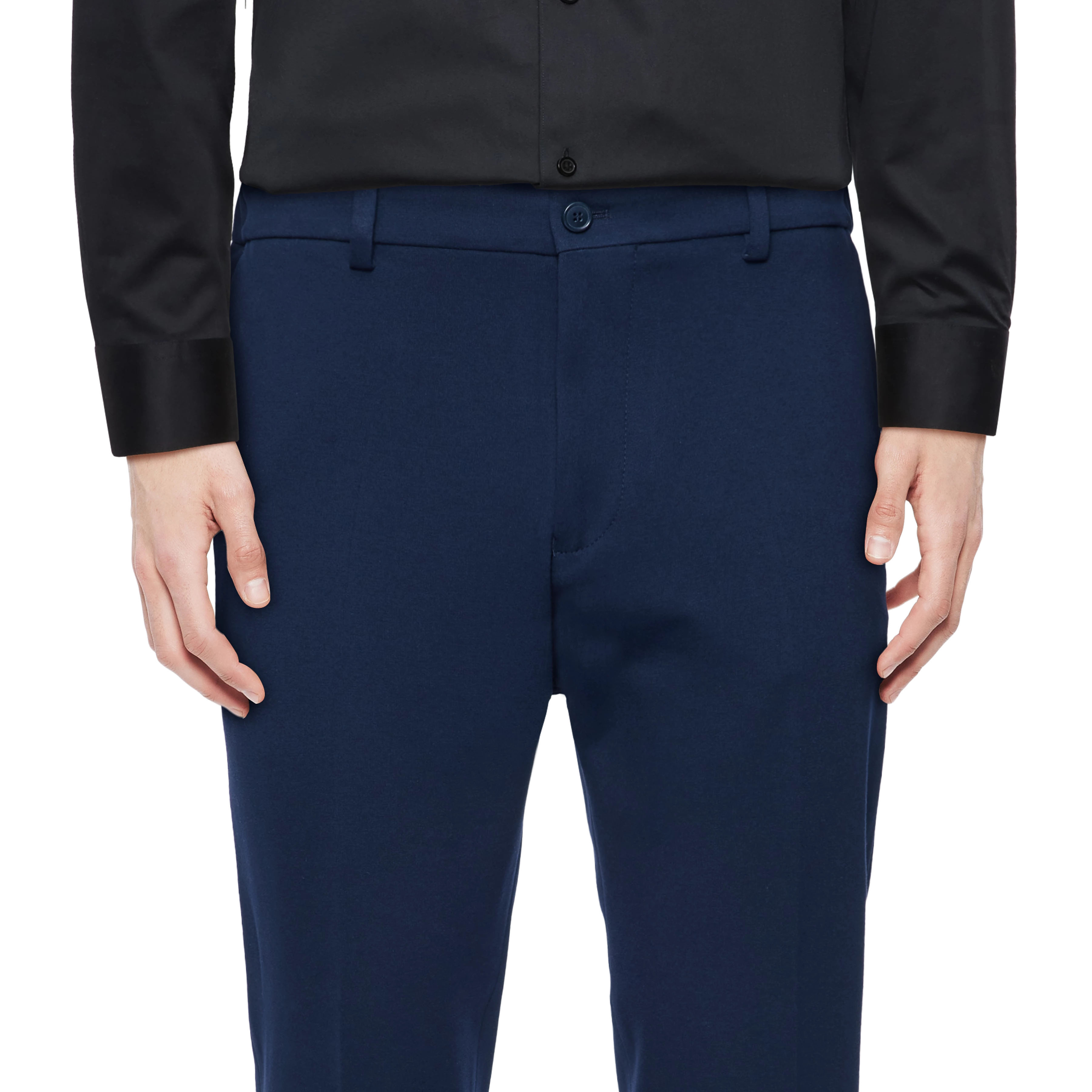 AJEND - Konfektionierte Hose in Jersey - Herren - blau - Detailansicht am Model