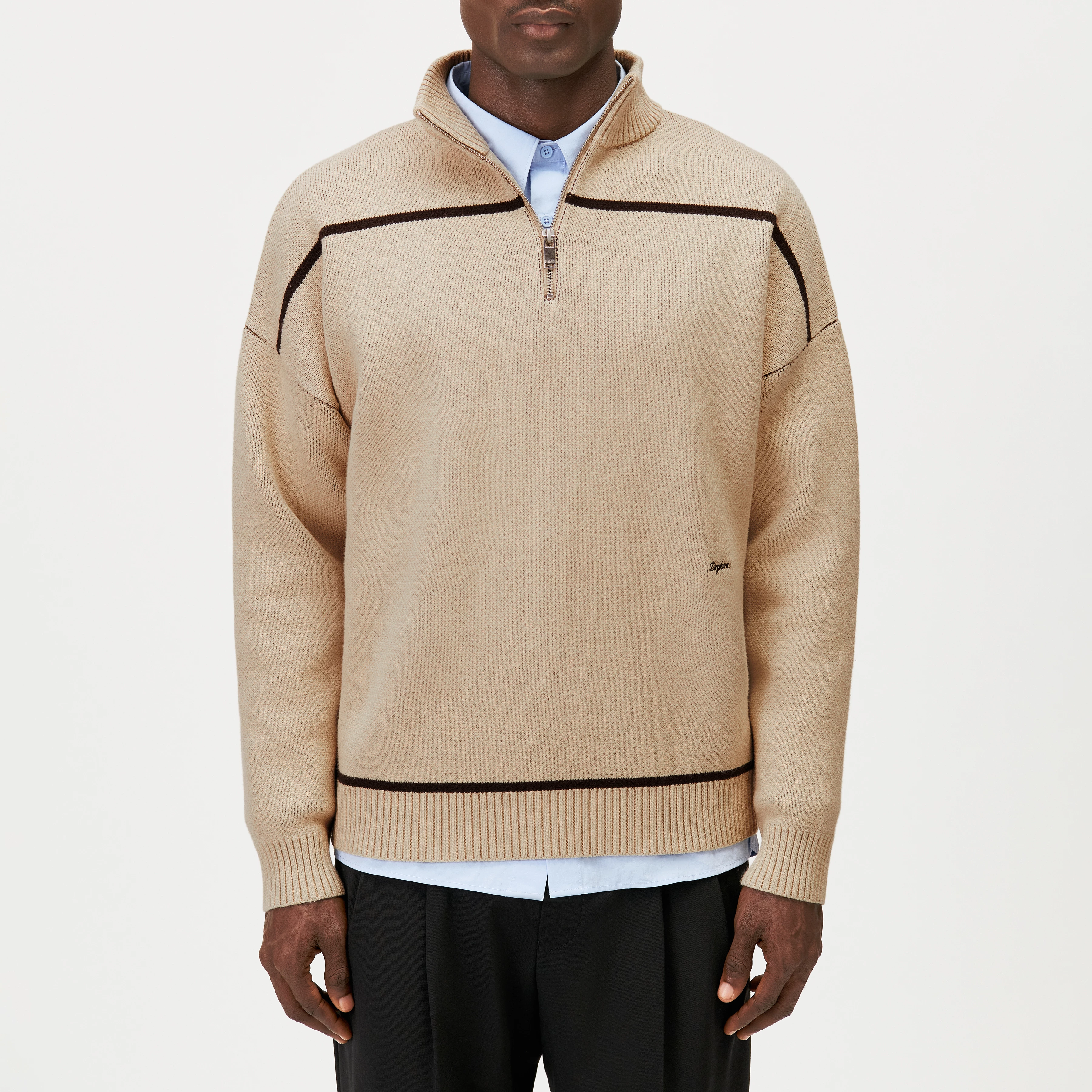 BENEDIO - High-neck jumper with mountain jacquard - men - beige - Frontansicht