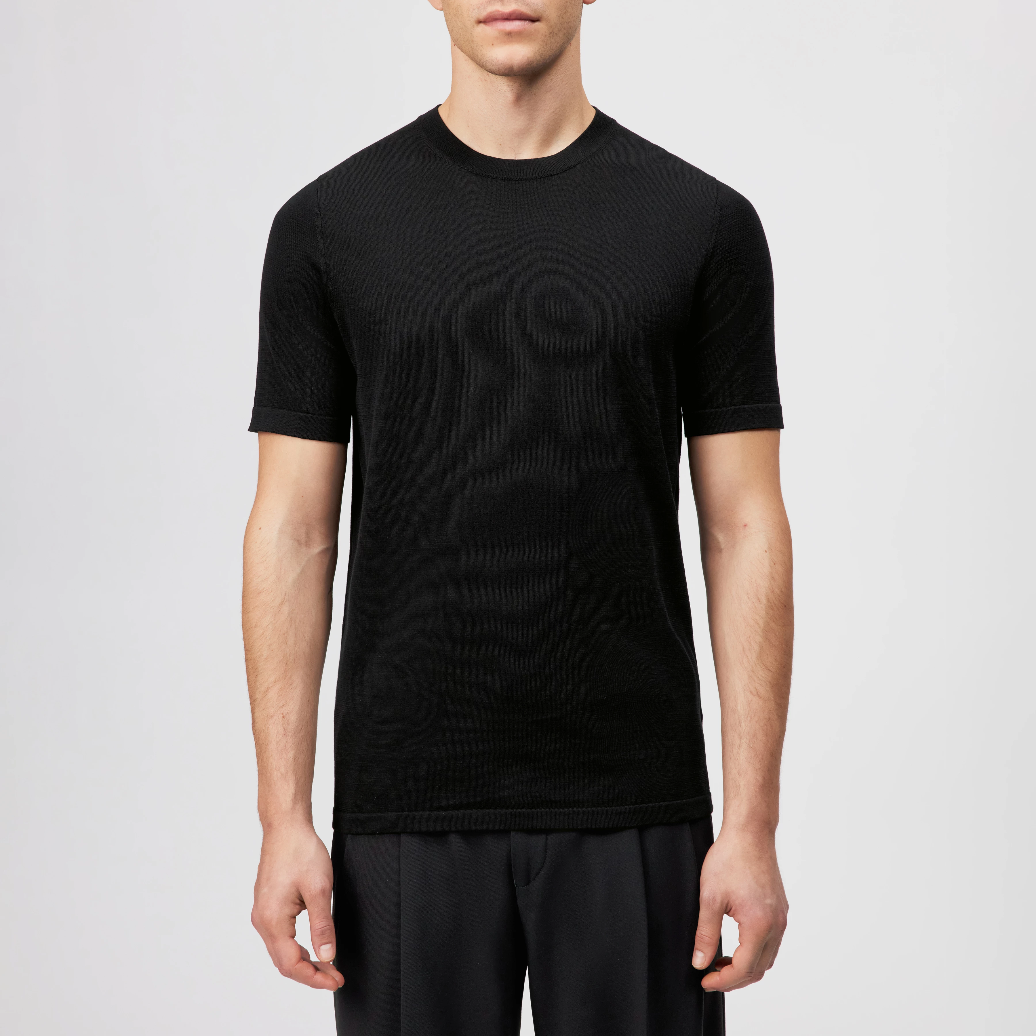 VALENTIN - T-shirt in mercerised cotton - men - black - Frontansicht