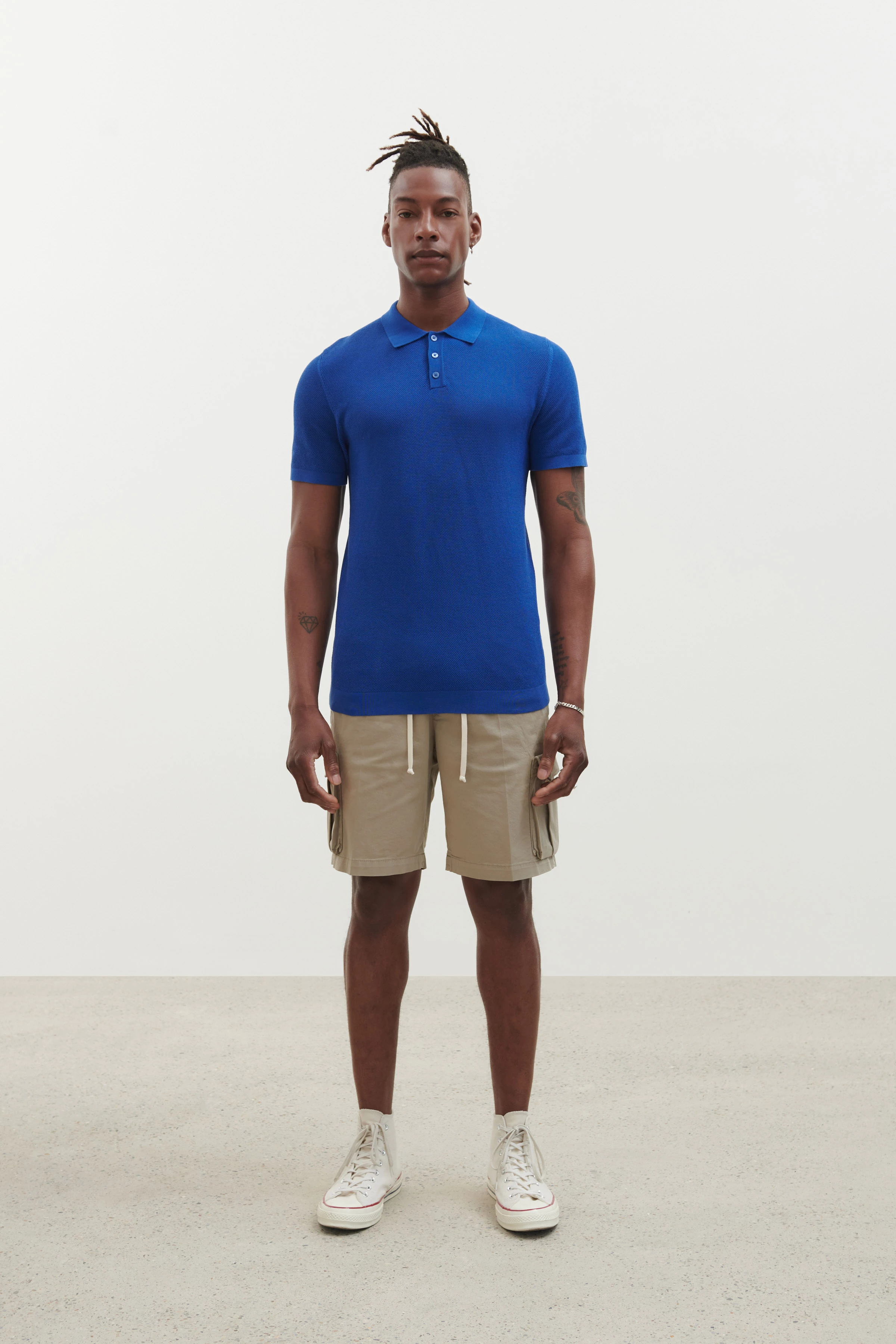 TRITON - Cotton polo - men - blue - Ganzkörper-Frontansicht