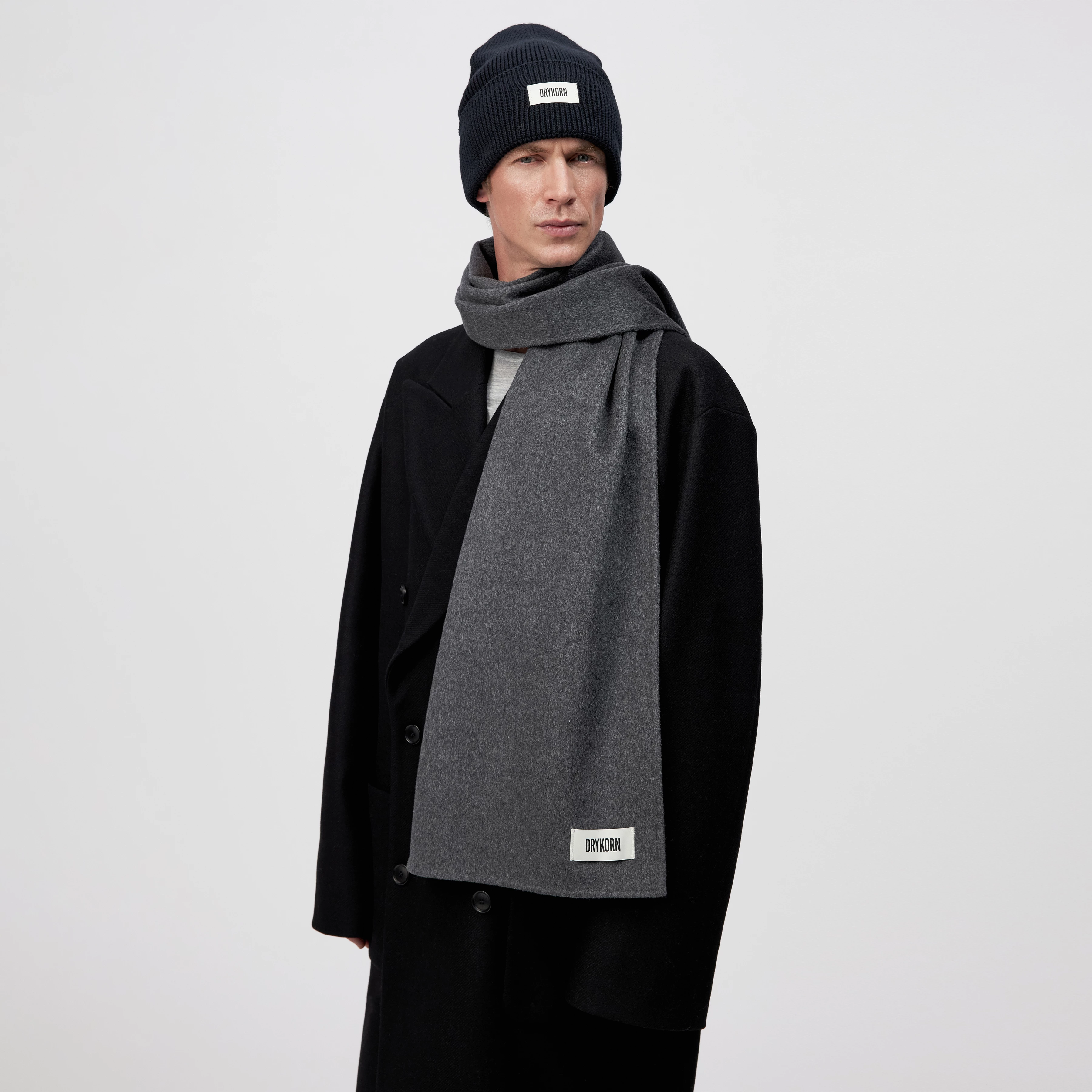 JARI - Scarf in double-faced wool - unisex - grey - Rückansicht