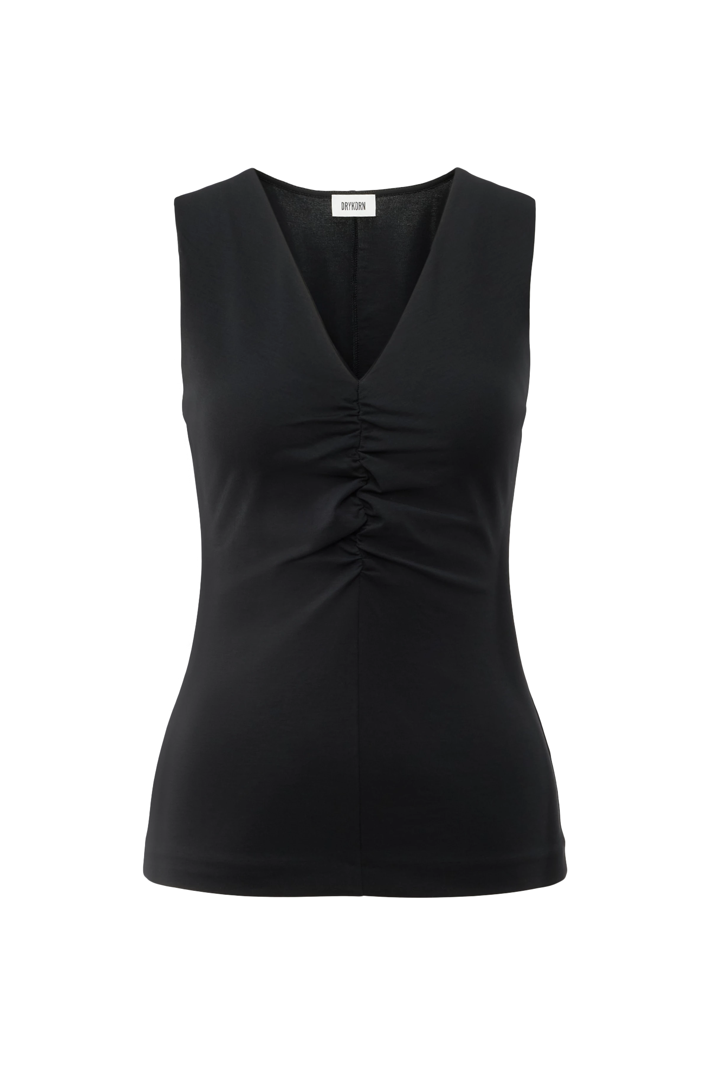 MERIAM - Jersey Top mit Raffung in Lyocell-Mix - Damen - schwarz - Freisteller Frontansicht