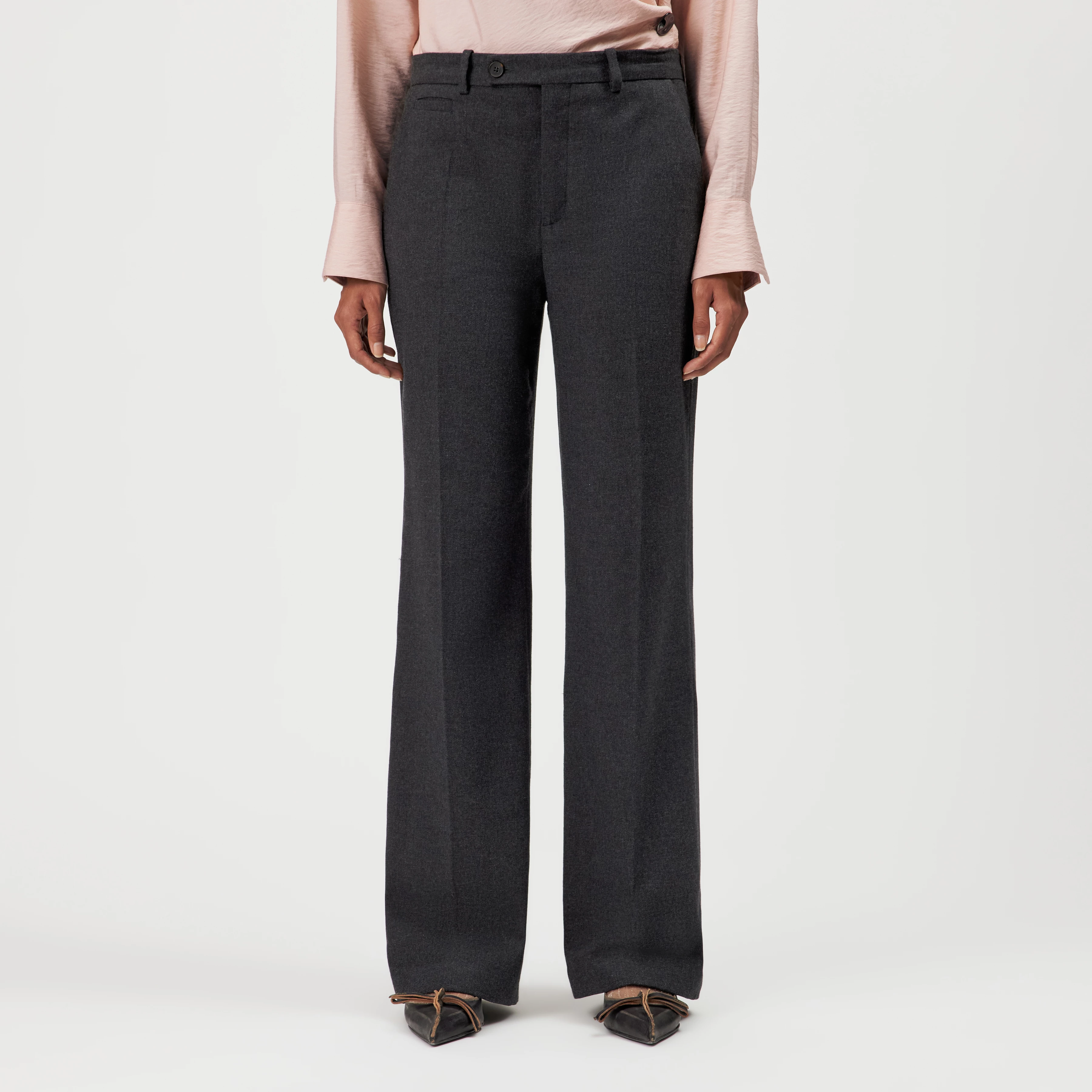 BEADLE - Regular fit trousers with a crease - women - grey - Frontansicht