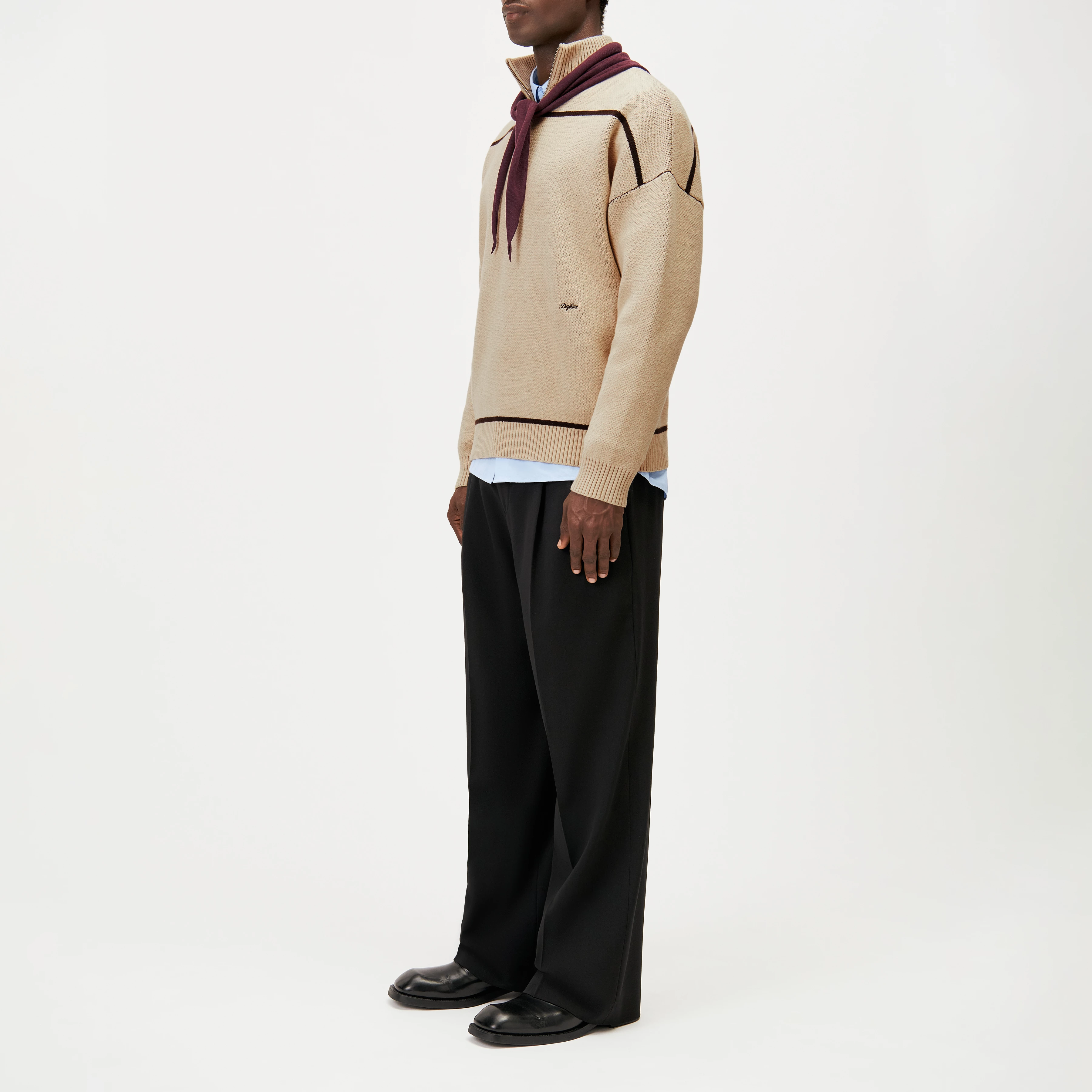 BENEDIO - High-neck jumper with mountain jacquard - men - beige - Seitenansicht
