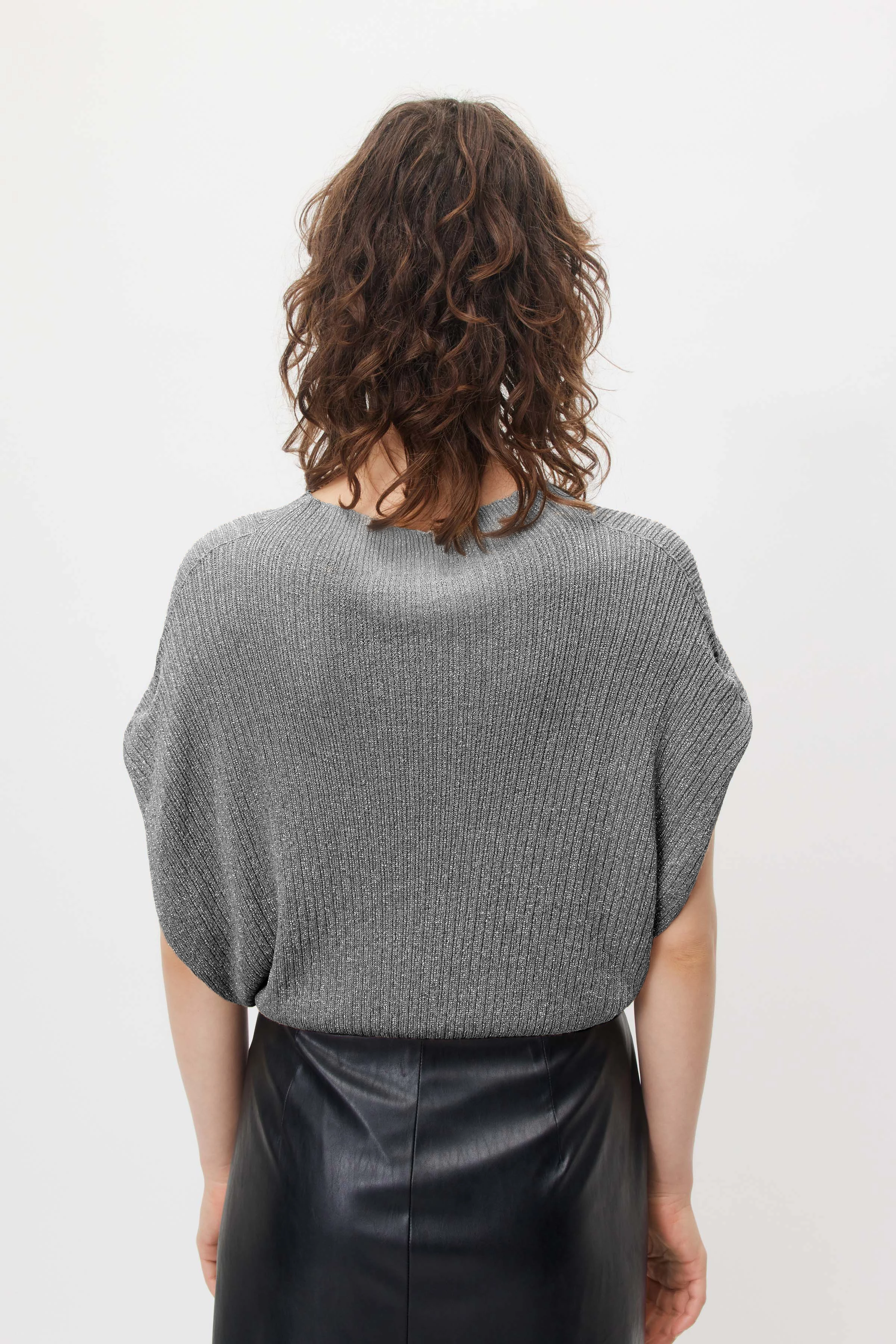 AMORY - Top in Viskose-Lurex-Garn - Damen - beige - Rückansicht