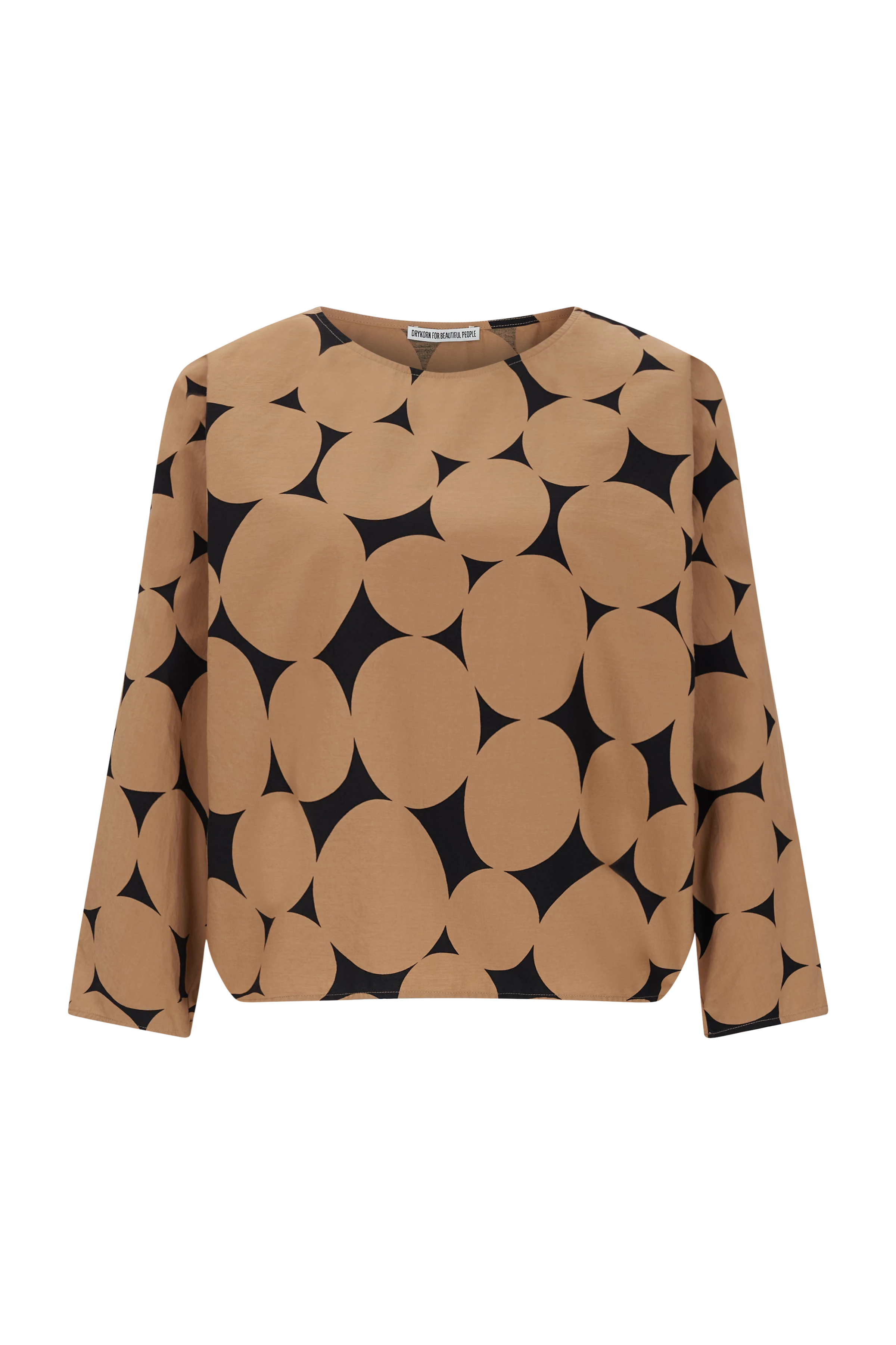 NIALINI - overhemdblouse met vleermuismouwen in katoenen popeline - dames - bruin - Freisteller Frontansicht