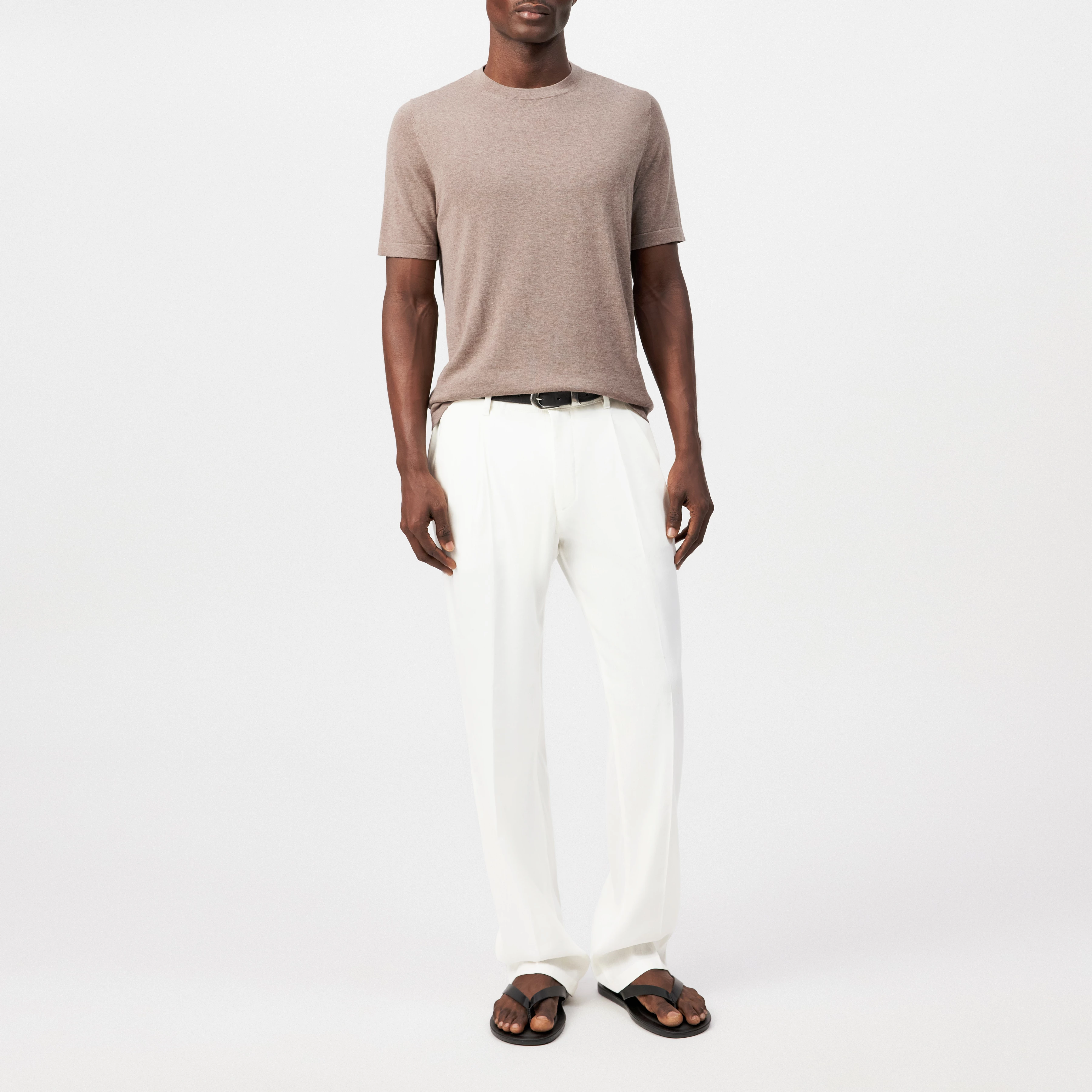 VALENTIN - T-shirt in mercerised cotton - men - brown - Ganzkörper-Frontansicht