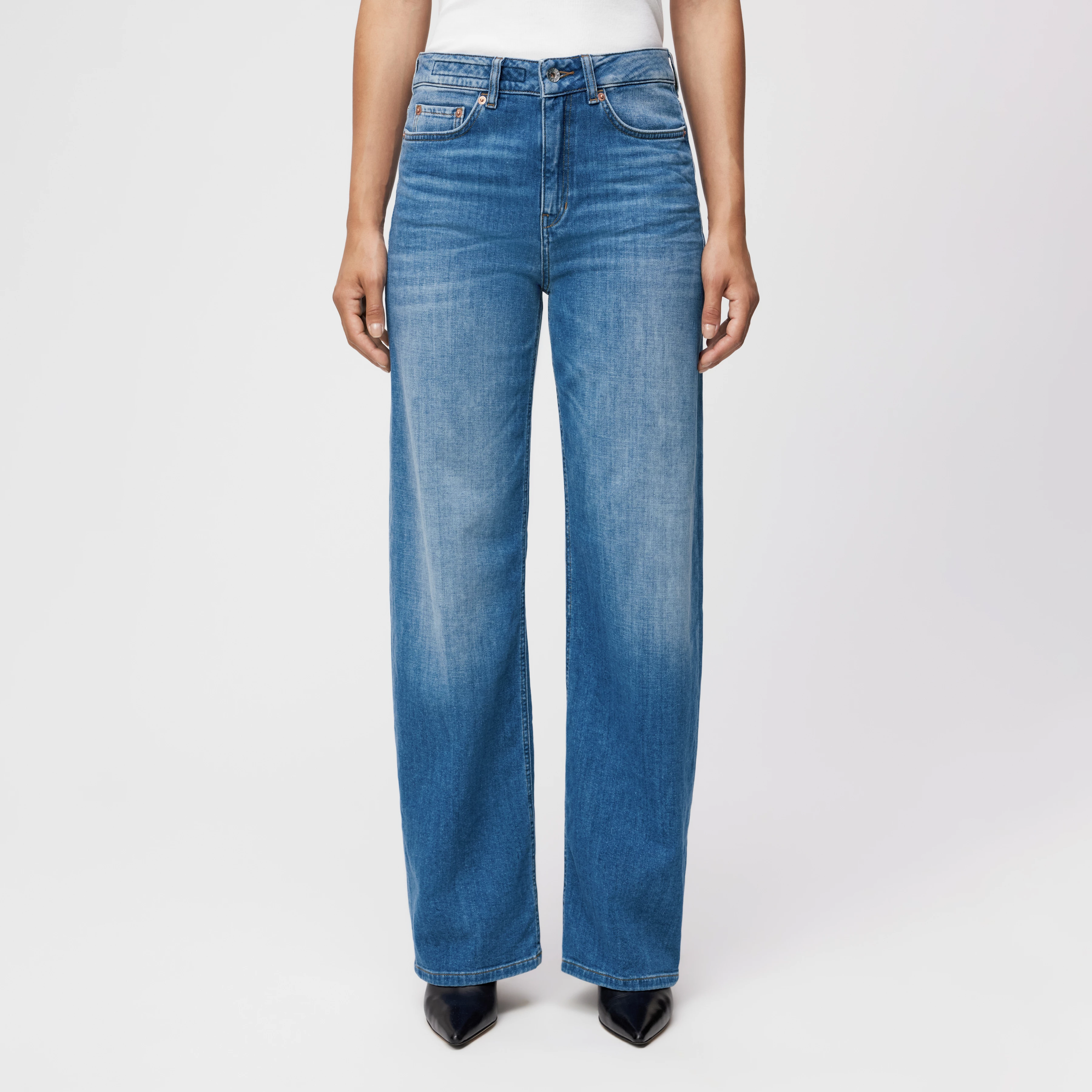 MEDLEY - Mid-waist jeans in mid-blauwe denim - dames - blauw - Frontansicht
