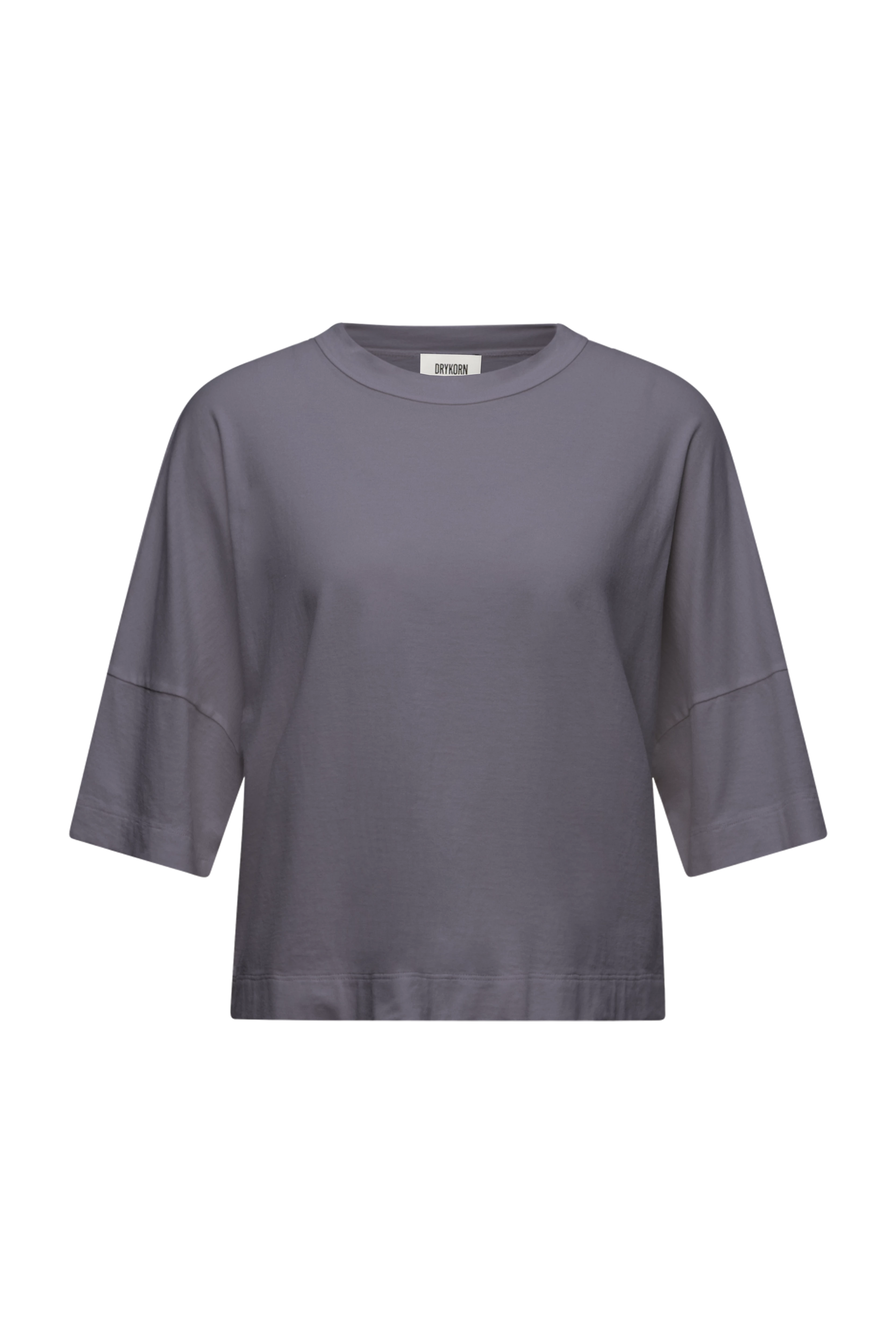 KUSIA - Casual cotton crepe T-shirt - women - grey - Freisteller Frontansicht